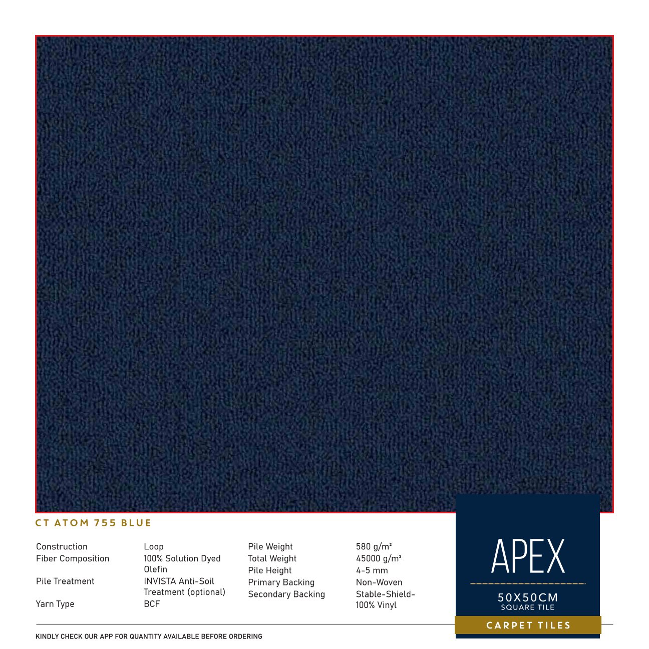 755 Blue Apex Carpet Tile 50x50cm – Stylish & Durable