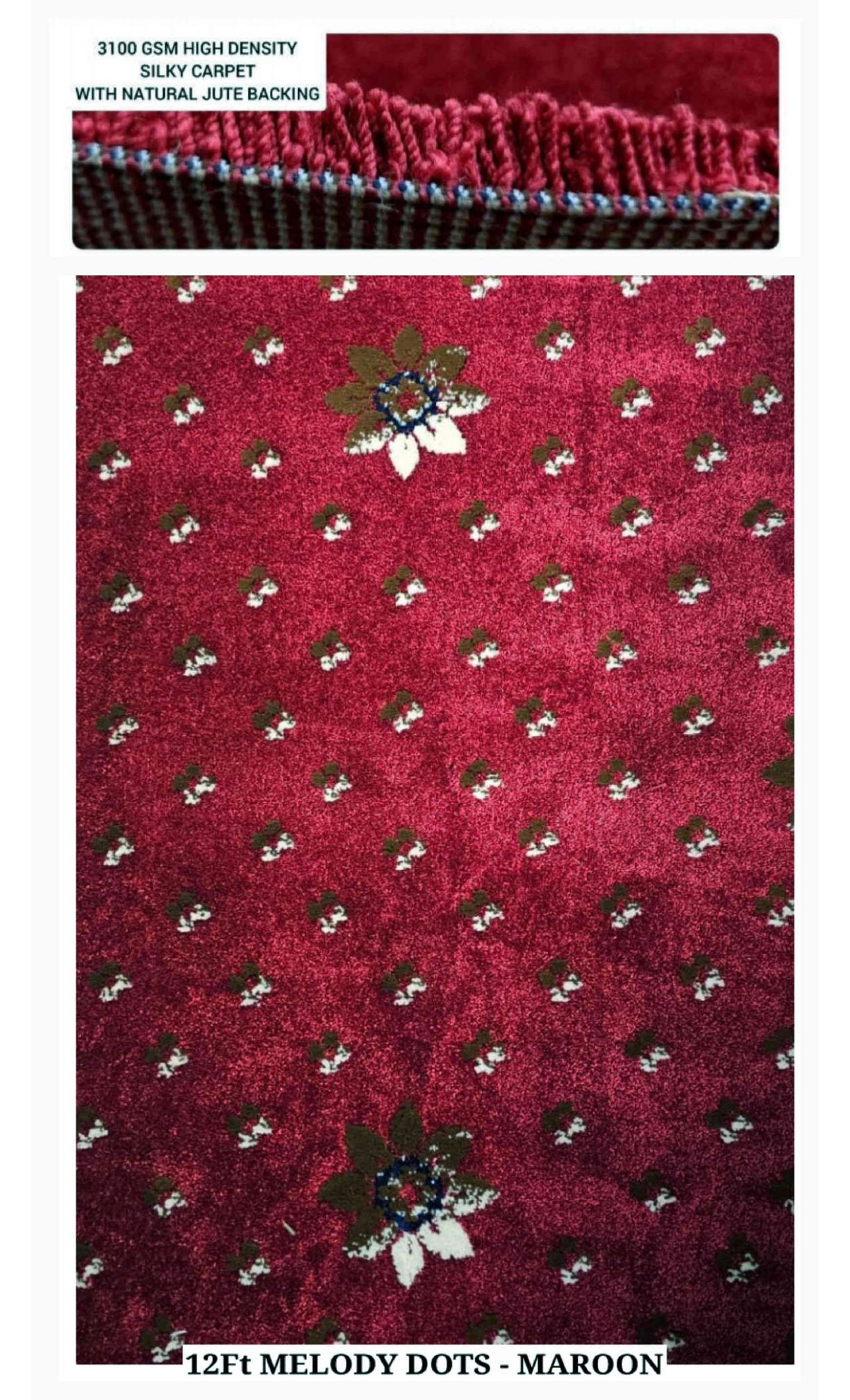 RJM Melody Carpet Roll - Dots - Maroon