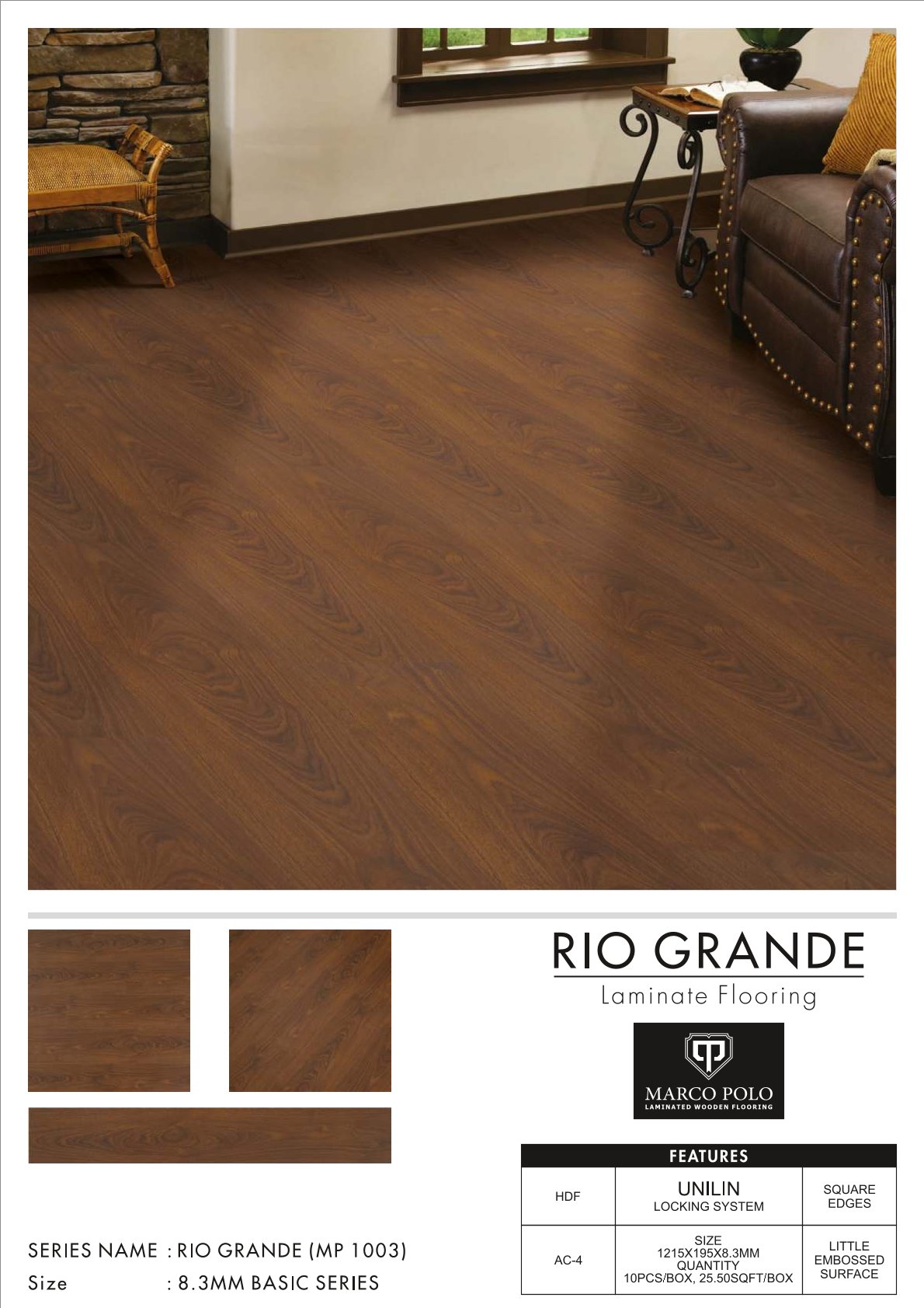 MP-1003 Rio Grande Marcopolo Laminate Flooring 8.3mm