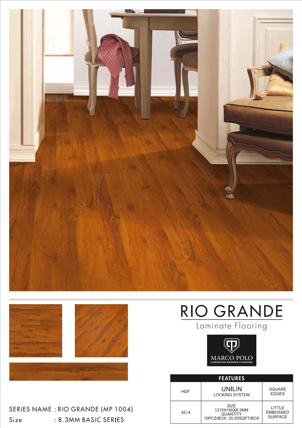 MP-1004 Rio Grande Marcopolo Laminate Flooring 8.3mm