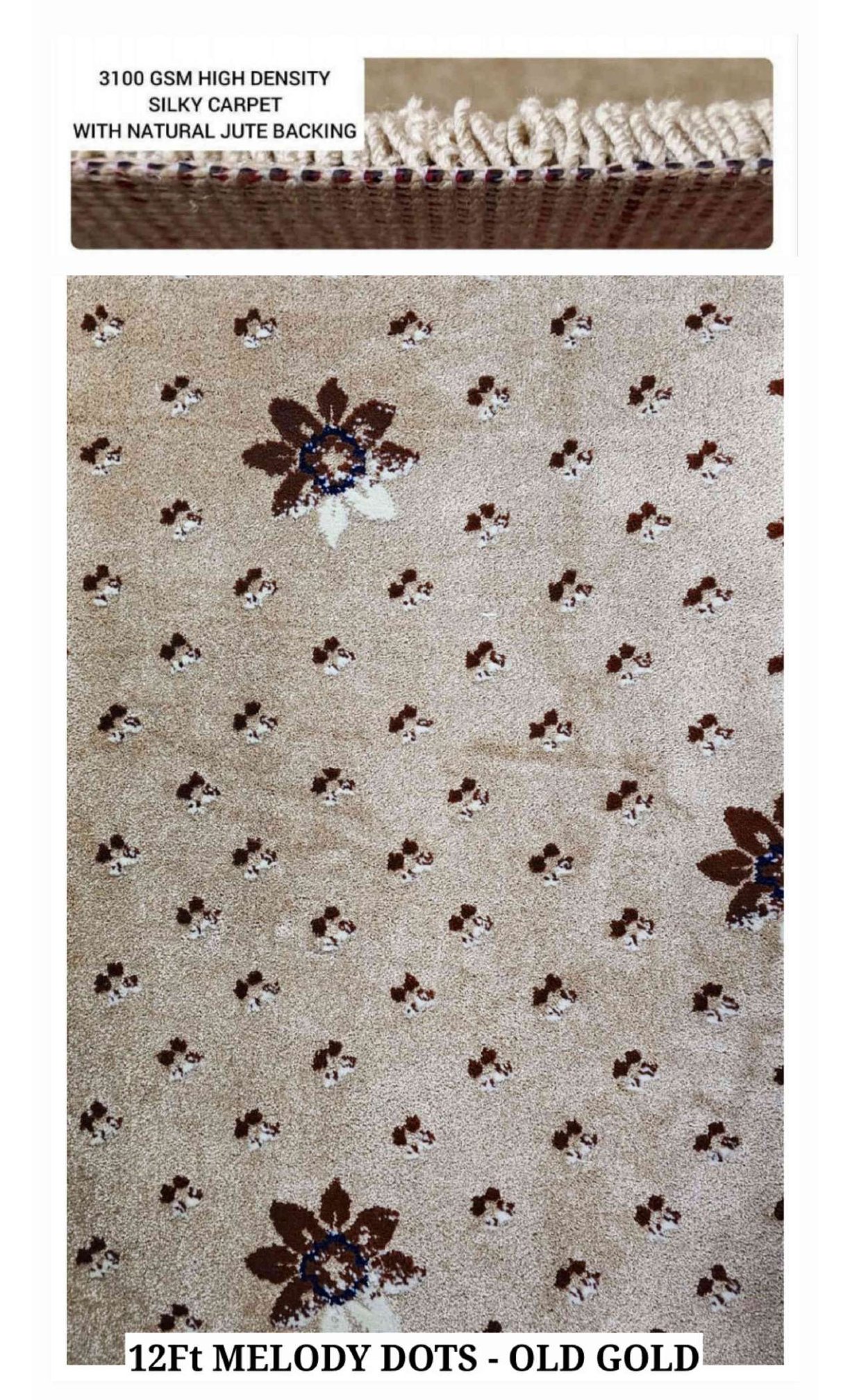 RJM Melody Carpet Roll - Dots - Old Gold