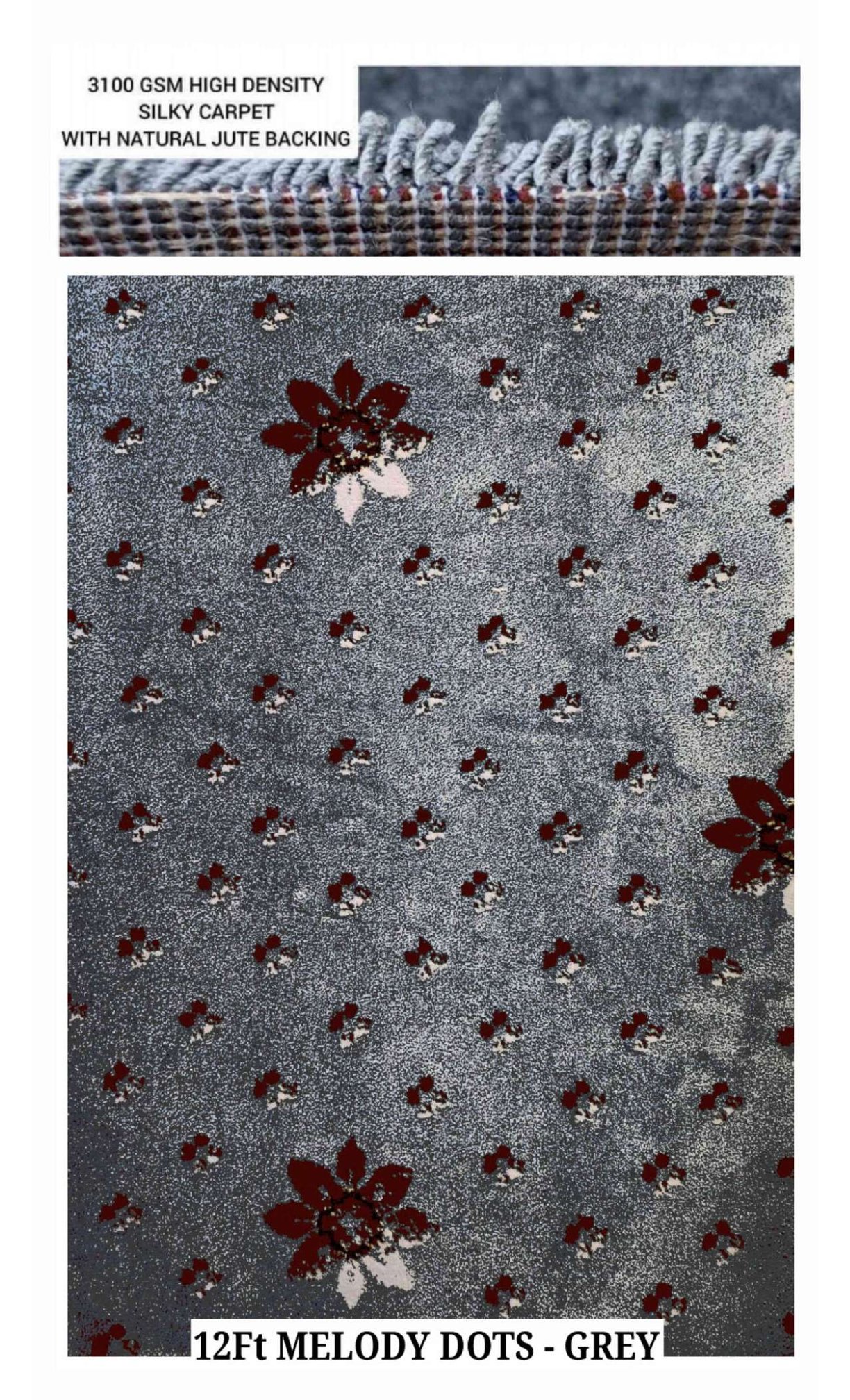 RJM Melody Carpet Roll - Dots Grey | Premium Floor Mat