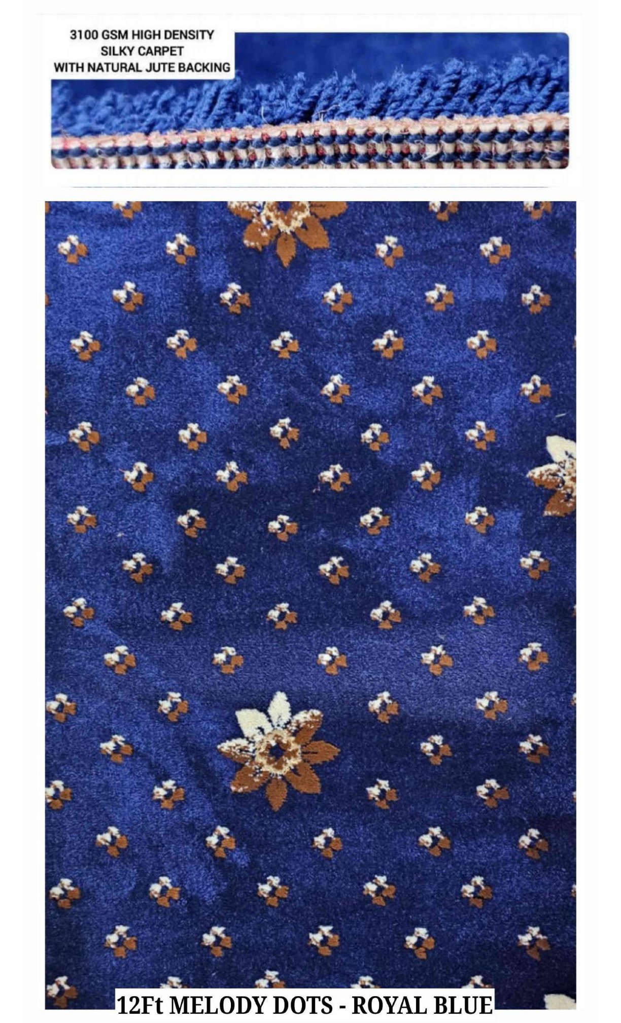 RJM Melody Carpet Roll -Dots Royal Blue