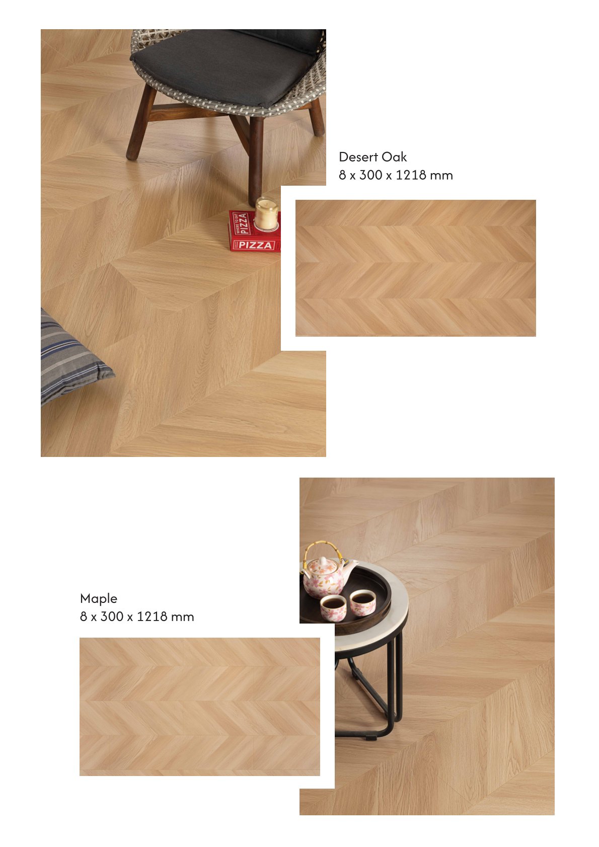 Desert Oak Herringbone Laminate Flooring – 8mm