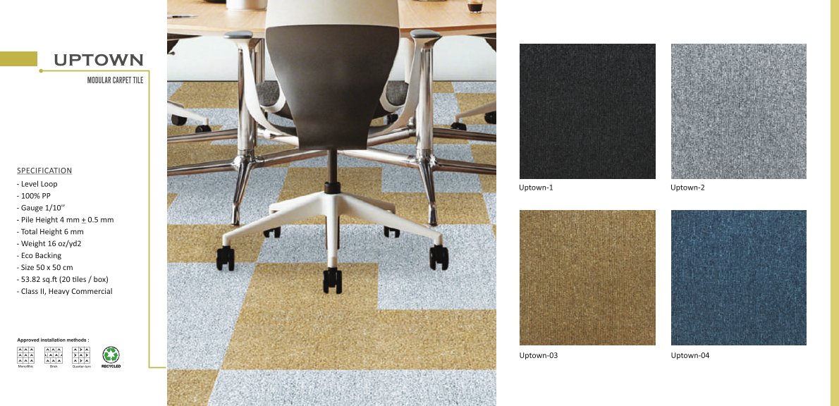 Vito Floor Modular Carpet Tile Uptown - Set of 4