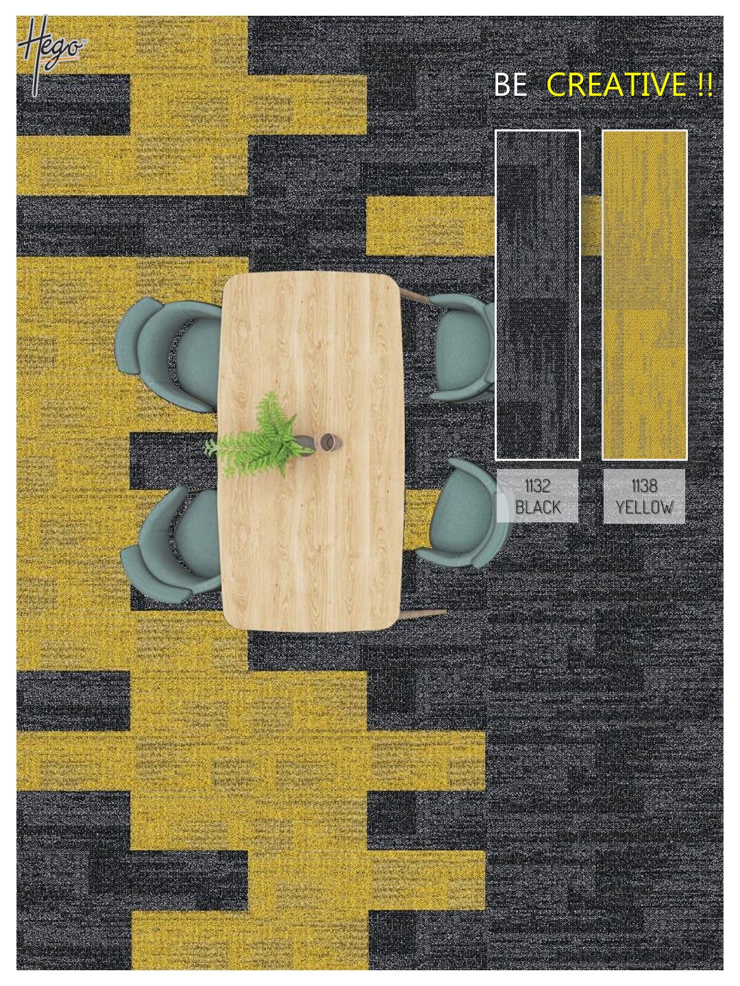 HEGO Rockstar Carpet Tile 1138 Yellow & 1132 Black