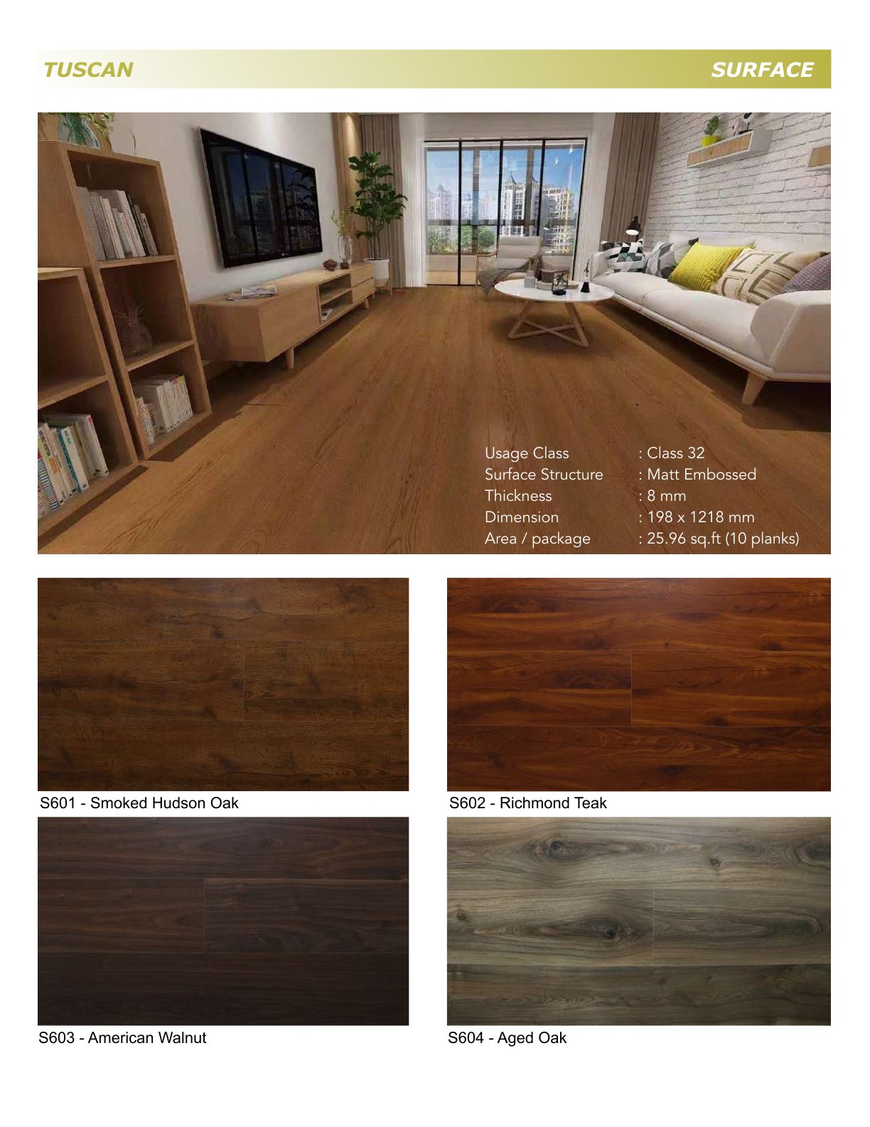 S601 - Smoked Hudson Oak -Vito 8mm Laminate Flooring – Durable & Stylish