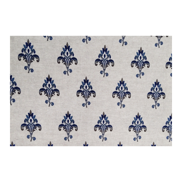 DEDIGN-NO.490 Denim Shade Kalamkari Print Fabric – 100% Polyester