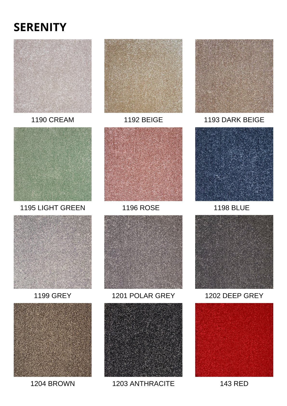 Serenity Carpet Roll - All Colors Available