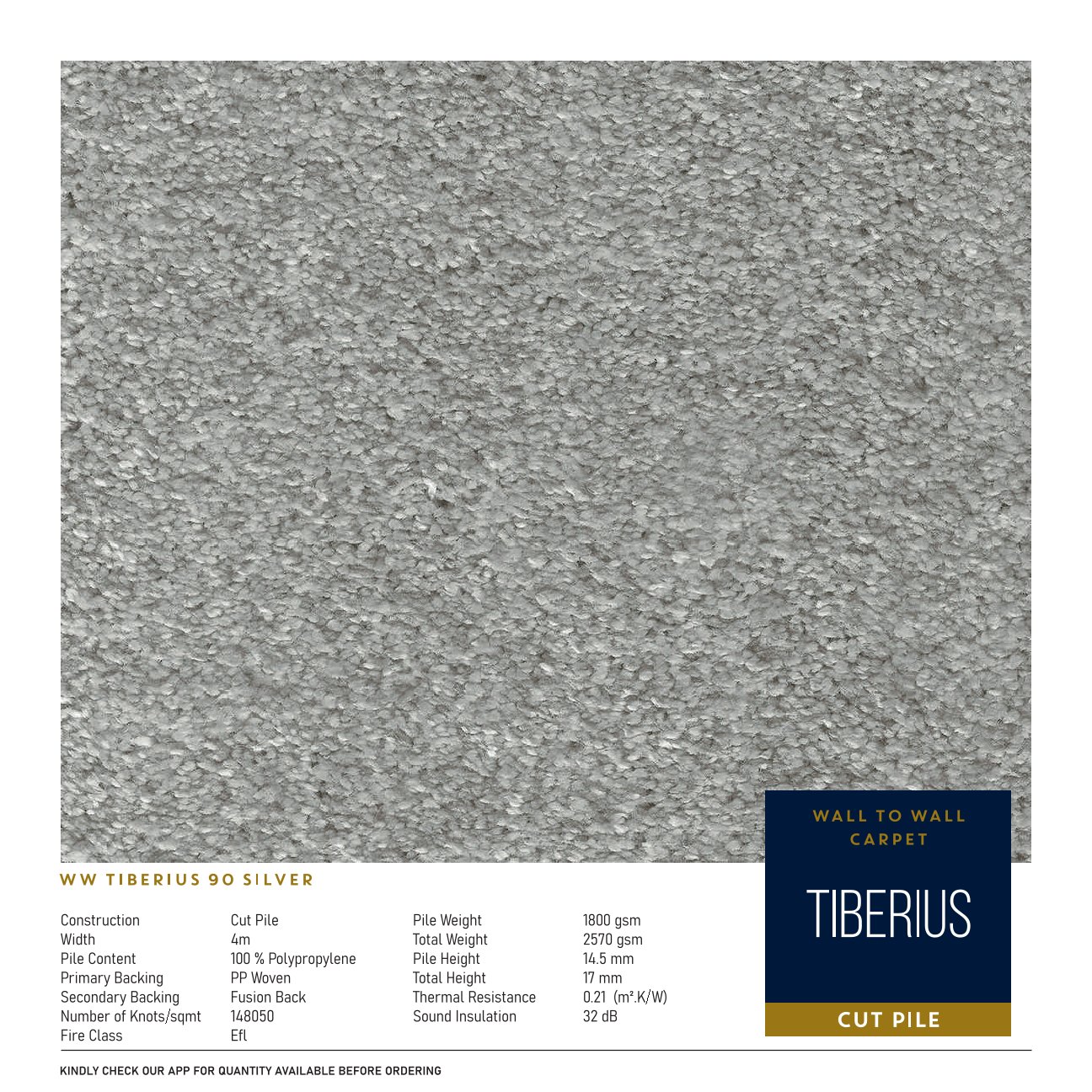 Divine Tiberius Carpet Roll - 90 Silver