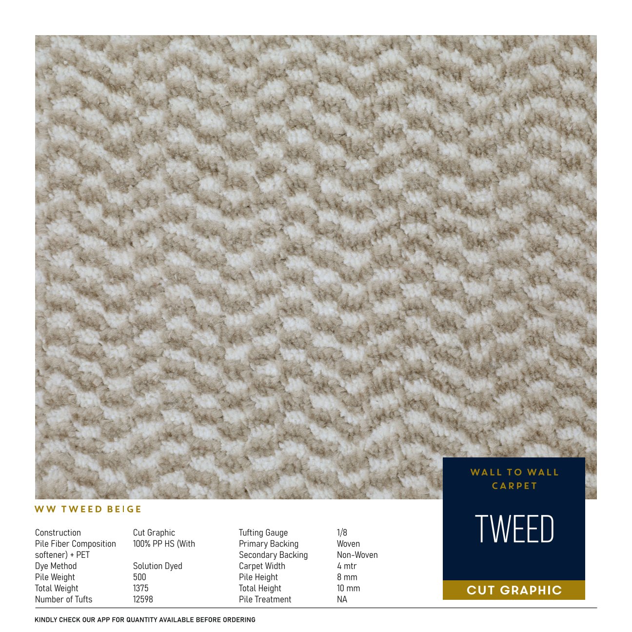 Divine Tweed Beige Carpet Roll – Elegant & Durable