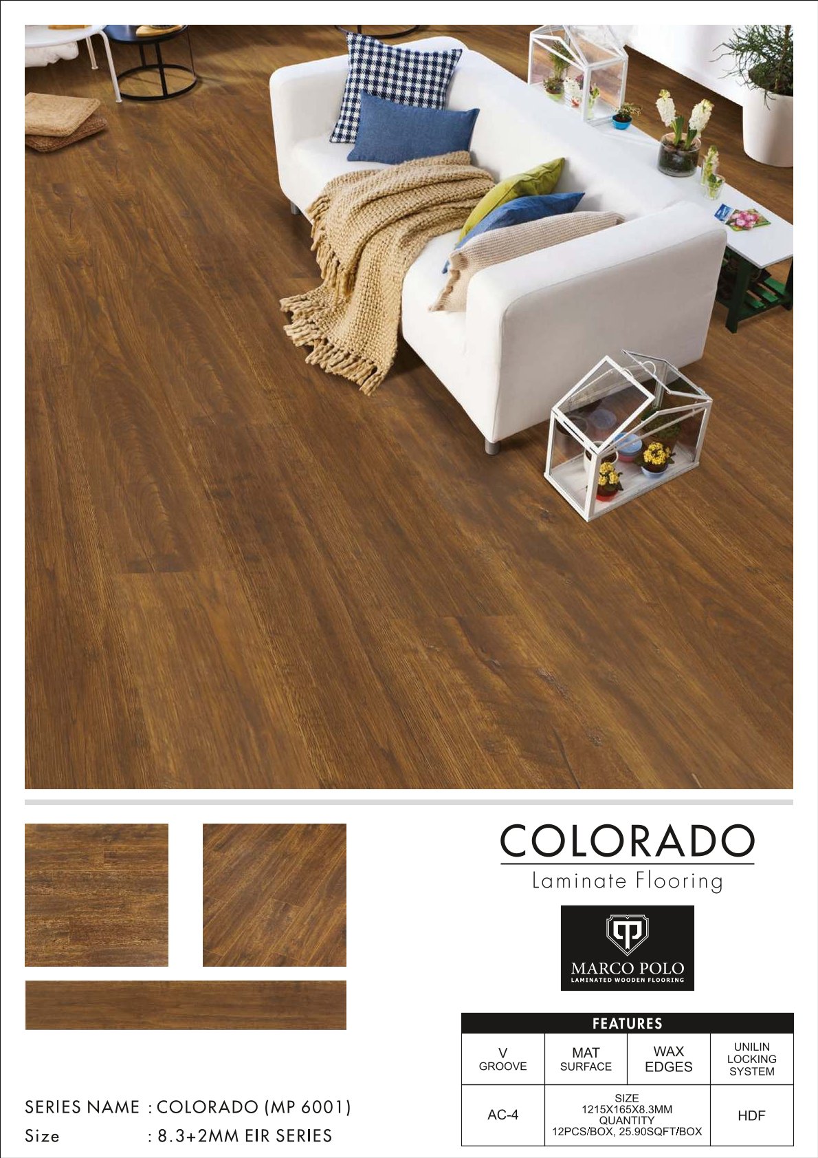 MP-6001 Colorado Marcopolo Laminate Flooring 8.3mm