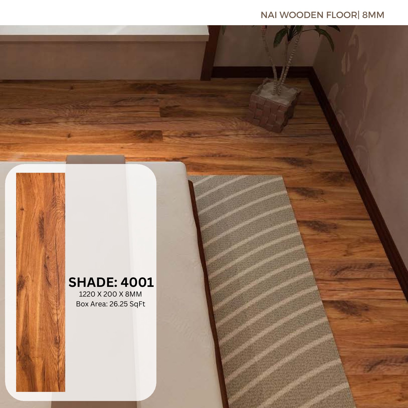 4001 Laminate Wooden Flooring - 8mm Thick