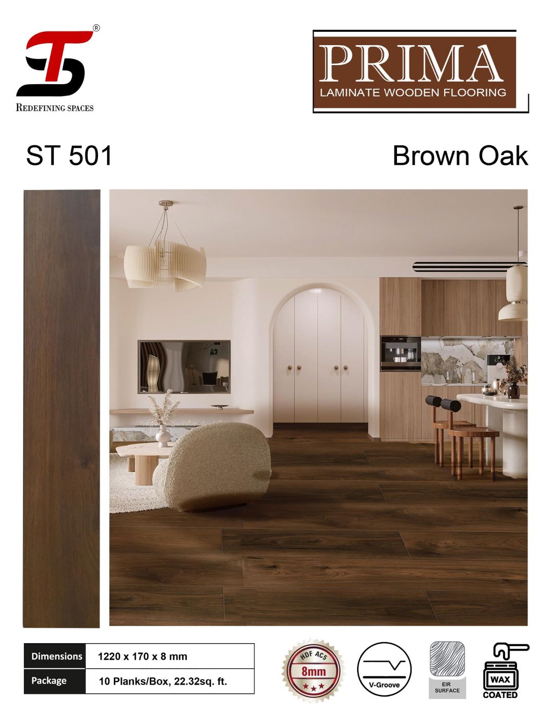 ST 501 brown  oak ST Prima Laminate Floring