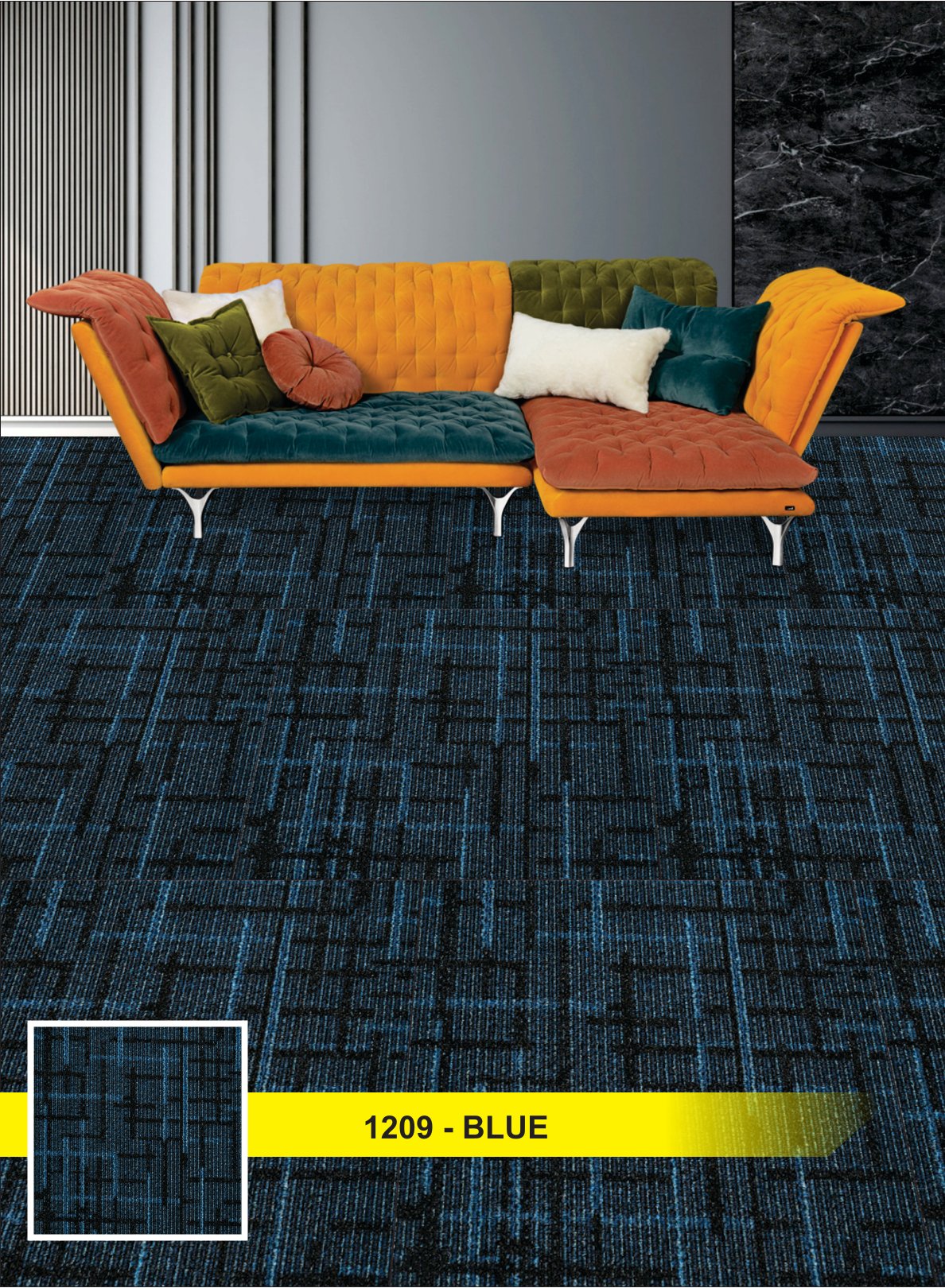 Indigo Carpet Tile 1209-Blue - Durable & Stylish