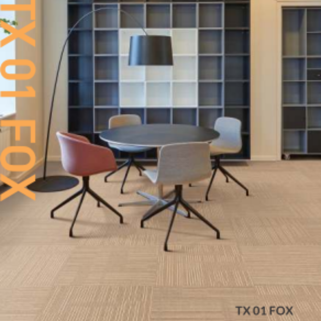 TX 01 Fox Carpet Tile - Durable 100% PP Construction | 50cm x 50cm