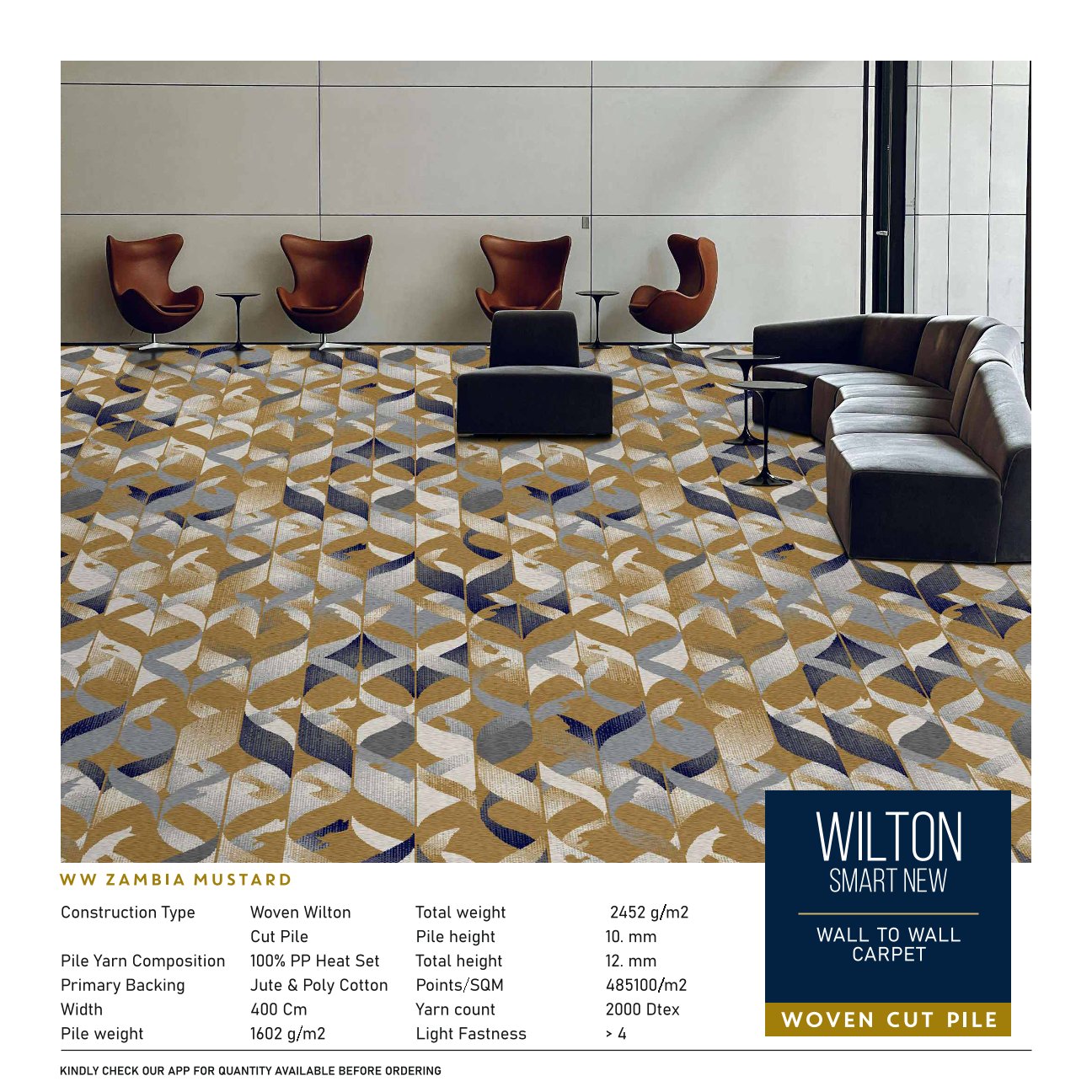 Divine Wilton Smart New Carpet Roll – Mustard