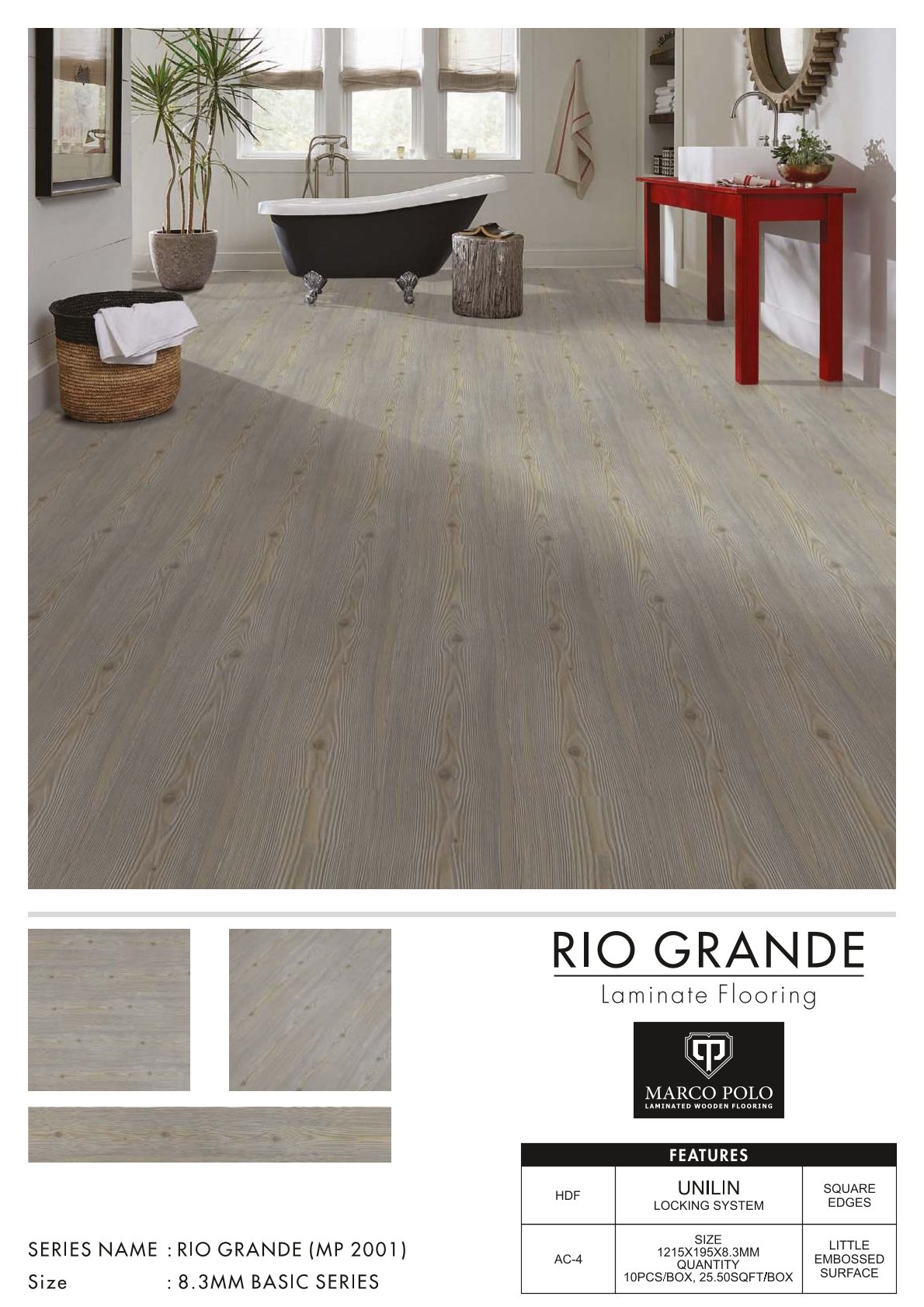 MP-2001 Rio Grande Marcopolo Laminate Flooring 8.3mm