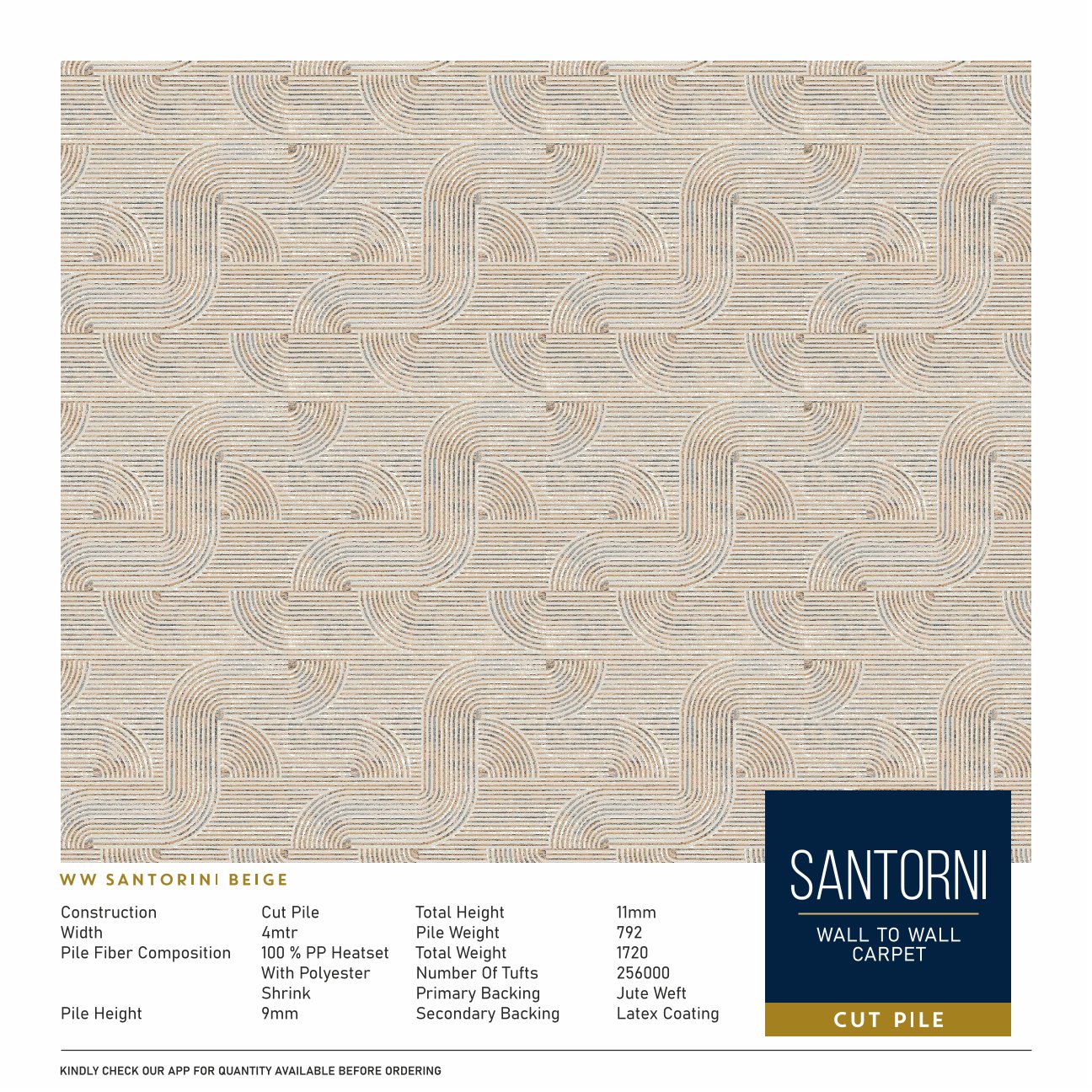 Divine Santorini Broc Carpet Roll – Beige