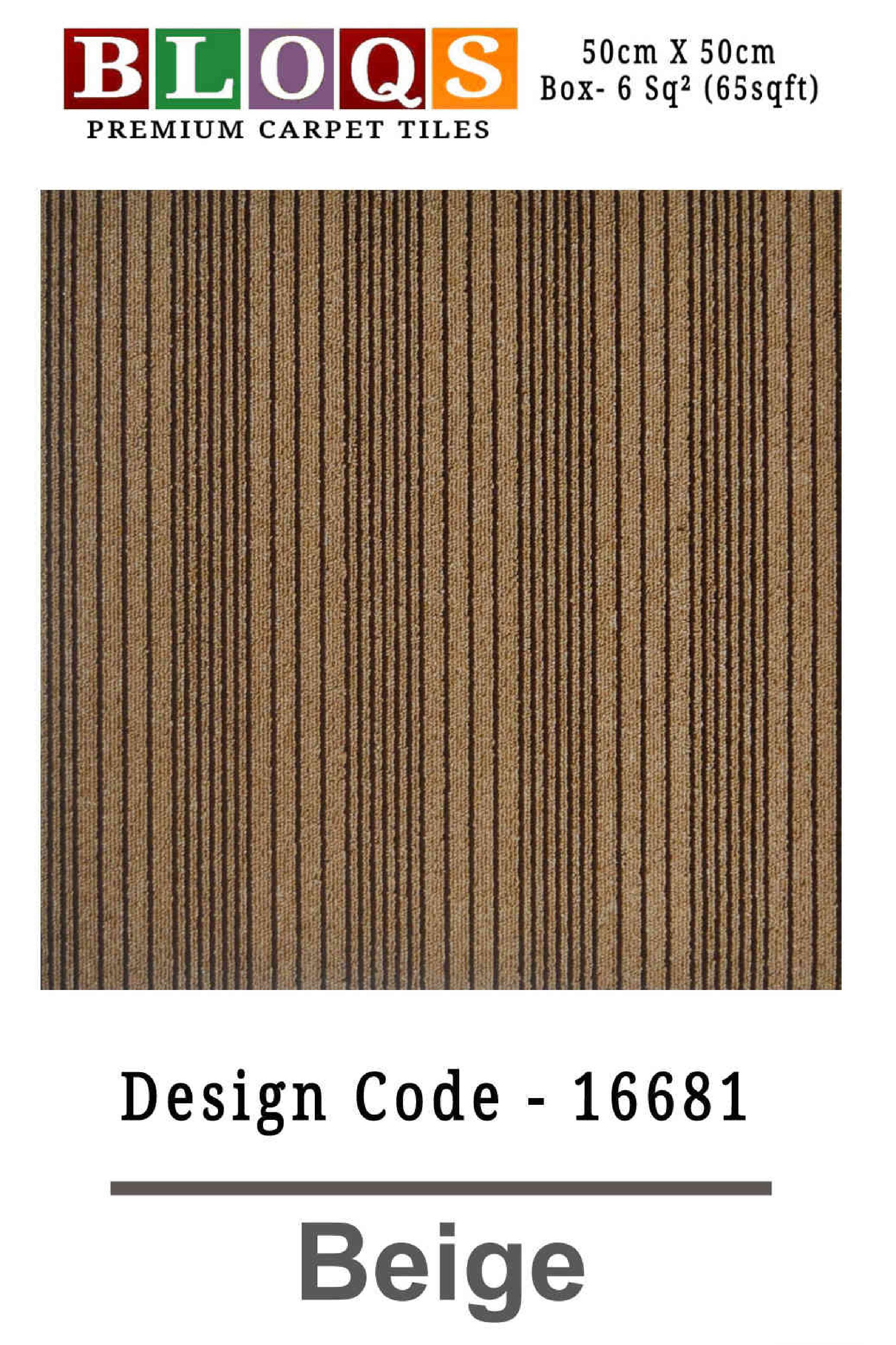 Beige Bloqs Premium Carpet Tile Vito Floor 50x50 cm Box