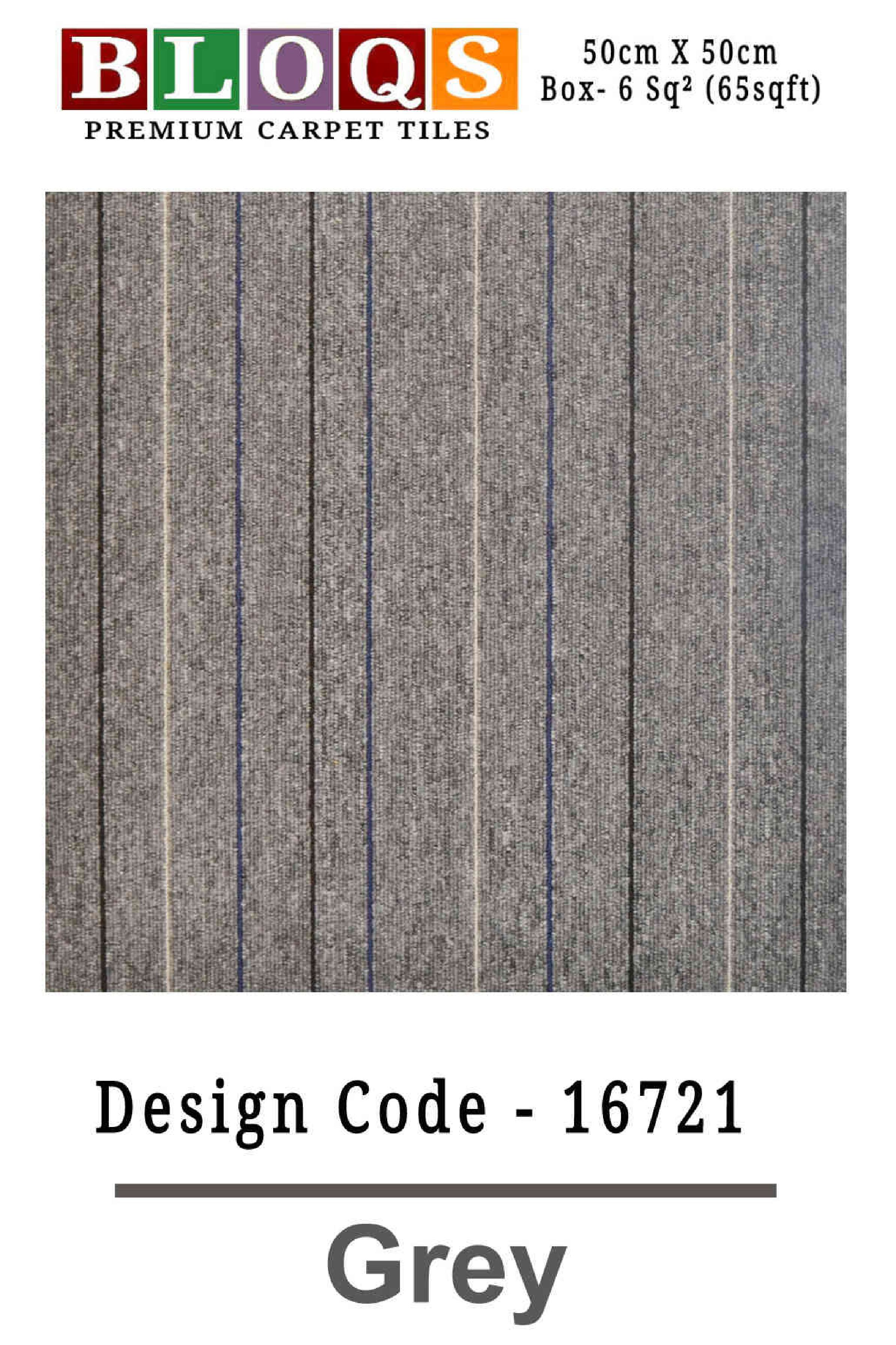 GREY BLOQS Premium Carpet Tile Vito Floor 50cm x 50cm - Box of 6 (65 sqft)