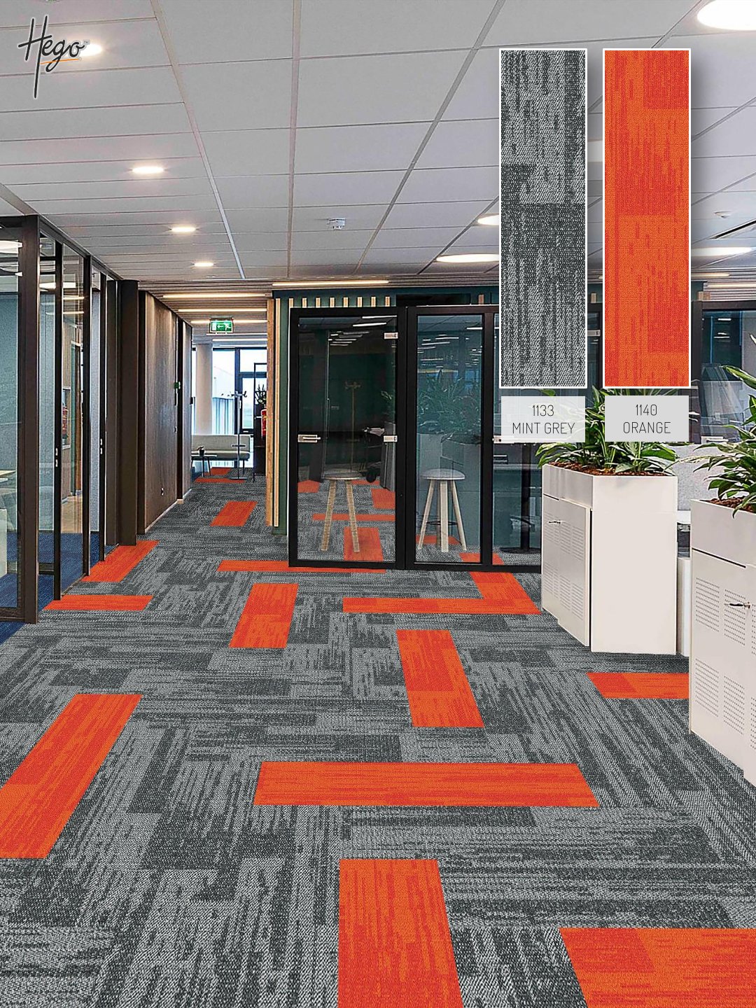 HEGO Rockstar Carpet Tile 1140-Orange & 1133-Mint Grey