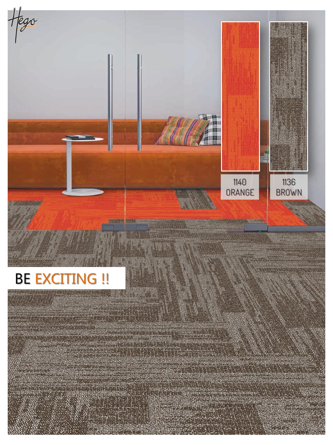 HEGO Rockstar Carpet Tile 1140-Orange & 1136-Brown