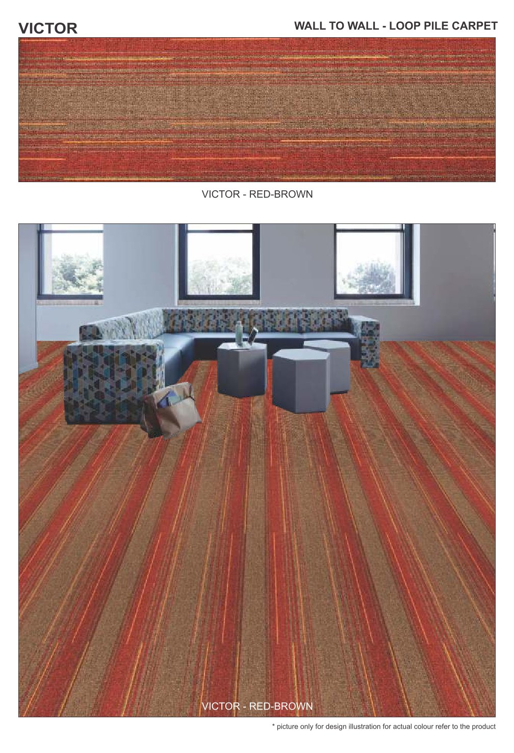 Victor Carpet Tile Red-Brown – Durable & Stylish Flooring