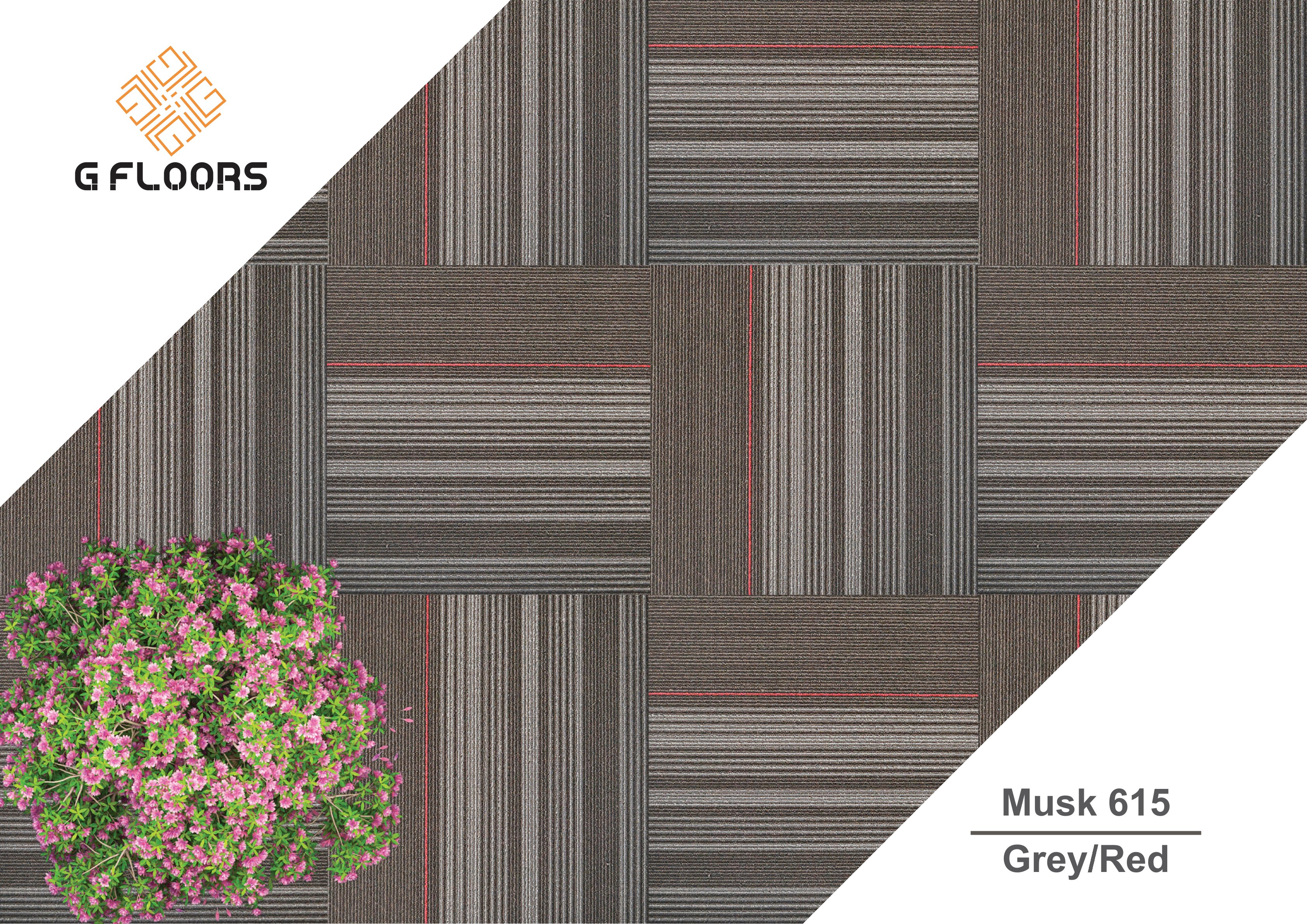 Musk Carpet Tile - Grey/Red | Durable & Stylish Flooring