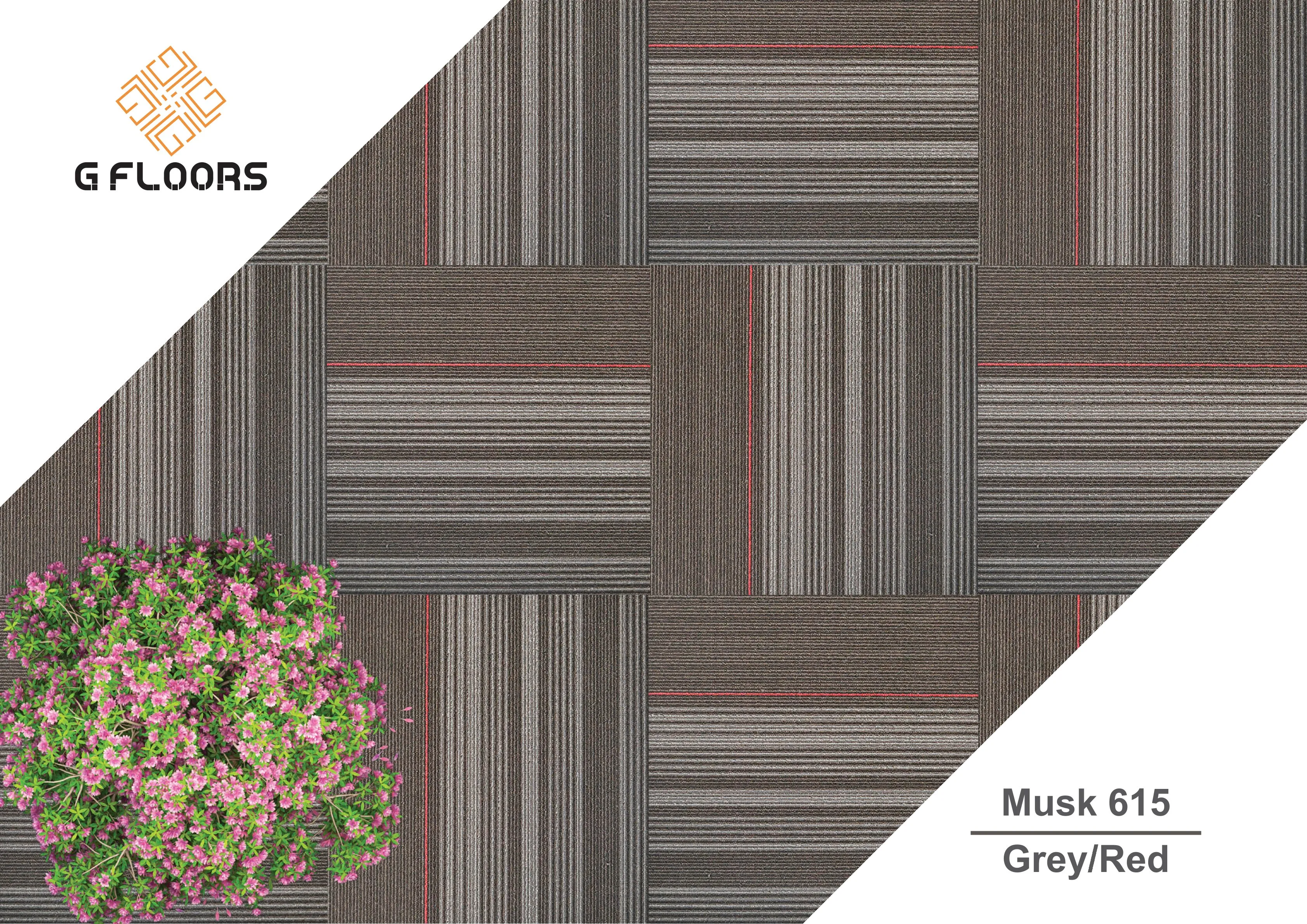 Musk Carpet Tile - Grey/Red | Durable & Stylish Flooring