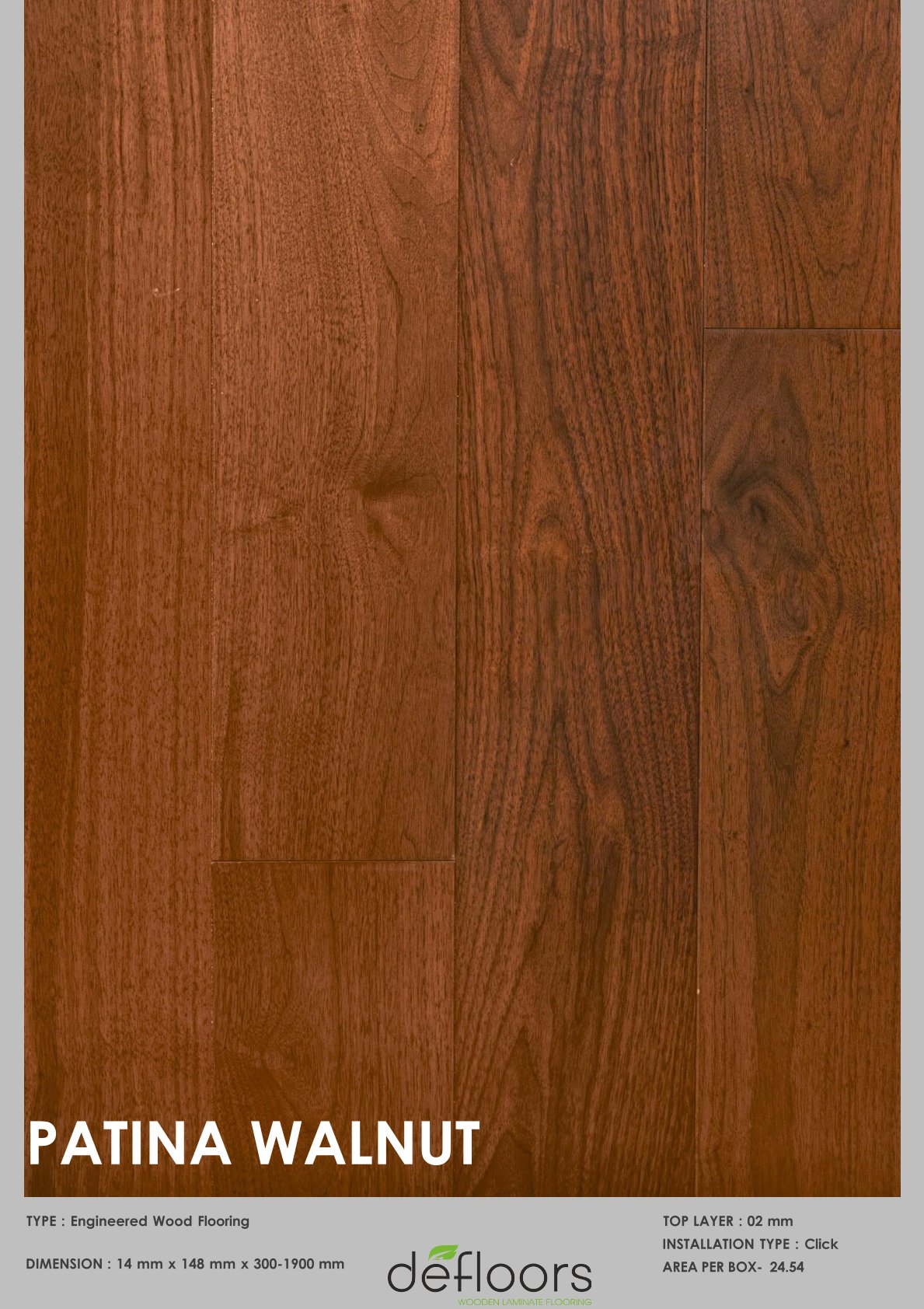 Patina walnut -14mm Engineered Defloor Laminate Flooring