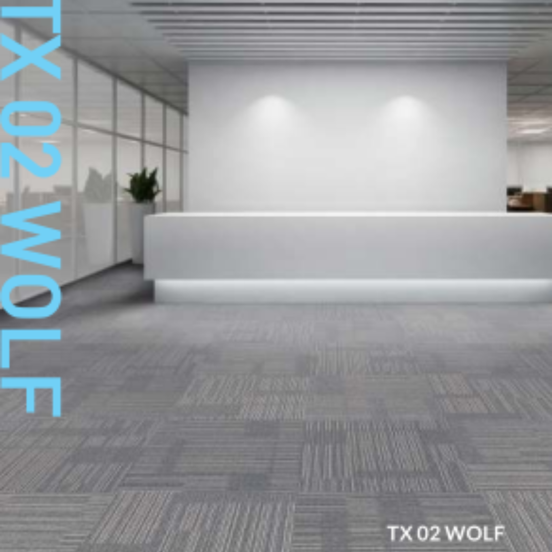 TX 02 WOLF Carpet Tile - 100% PP, PVC Fiberglass Backing, 50x50cm, 1600g, 24 Tiles/Box