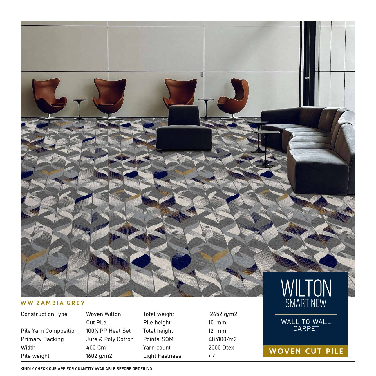 Divine Wilton Smart Carpet Roll - Zambia Grey