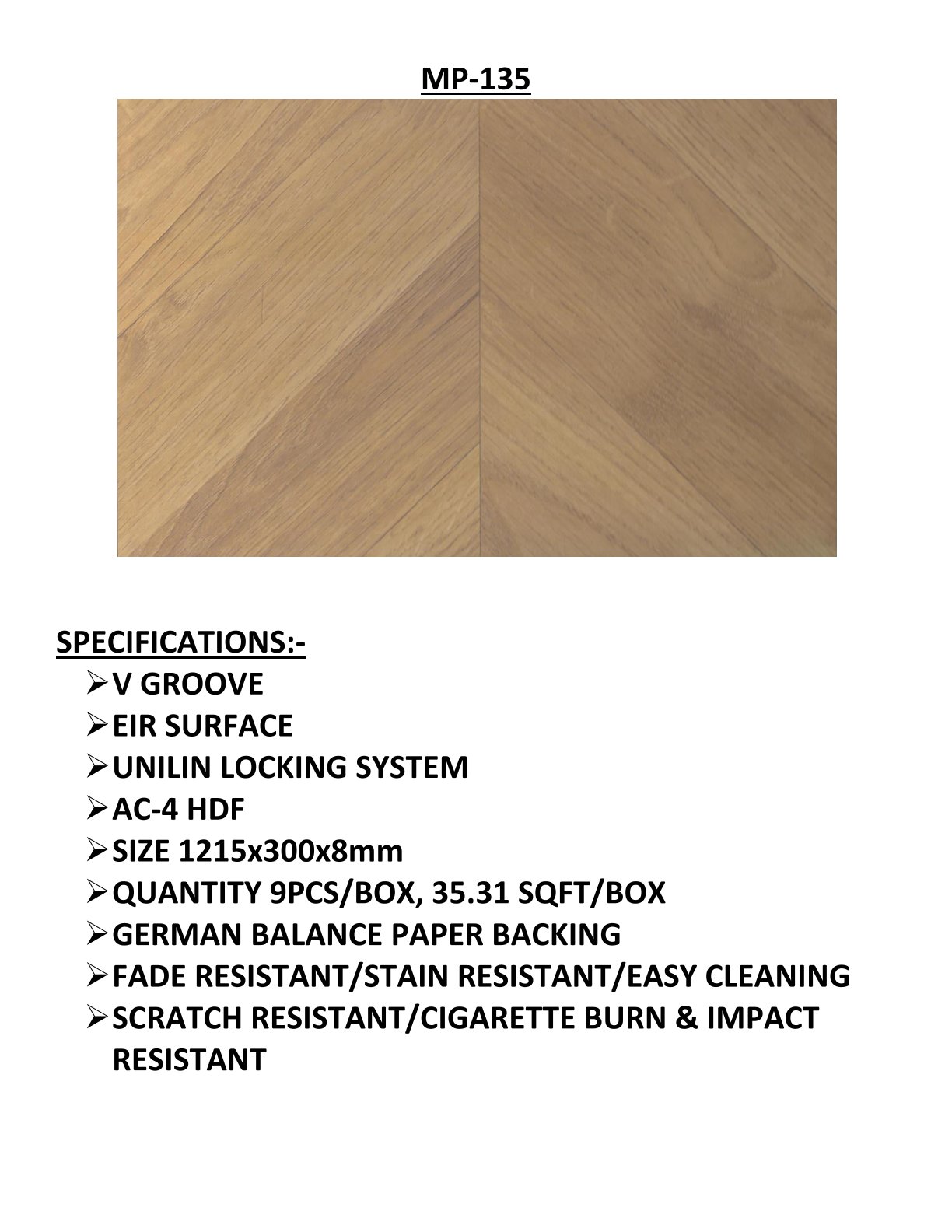 MP-135 Artie Chevron Laminate Flooring – 8.3mm