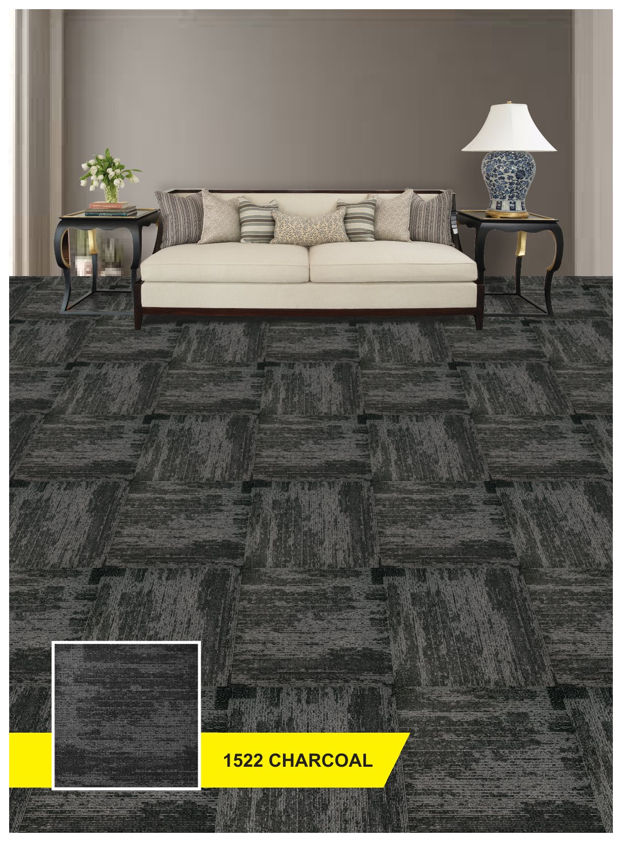 Rock Carpet Tile 1522 - Charcoal, Durable & Stylish