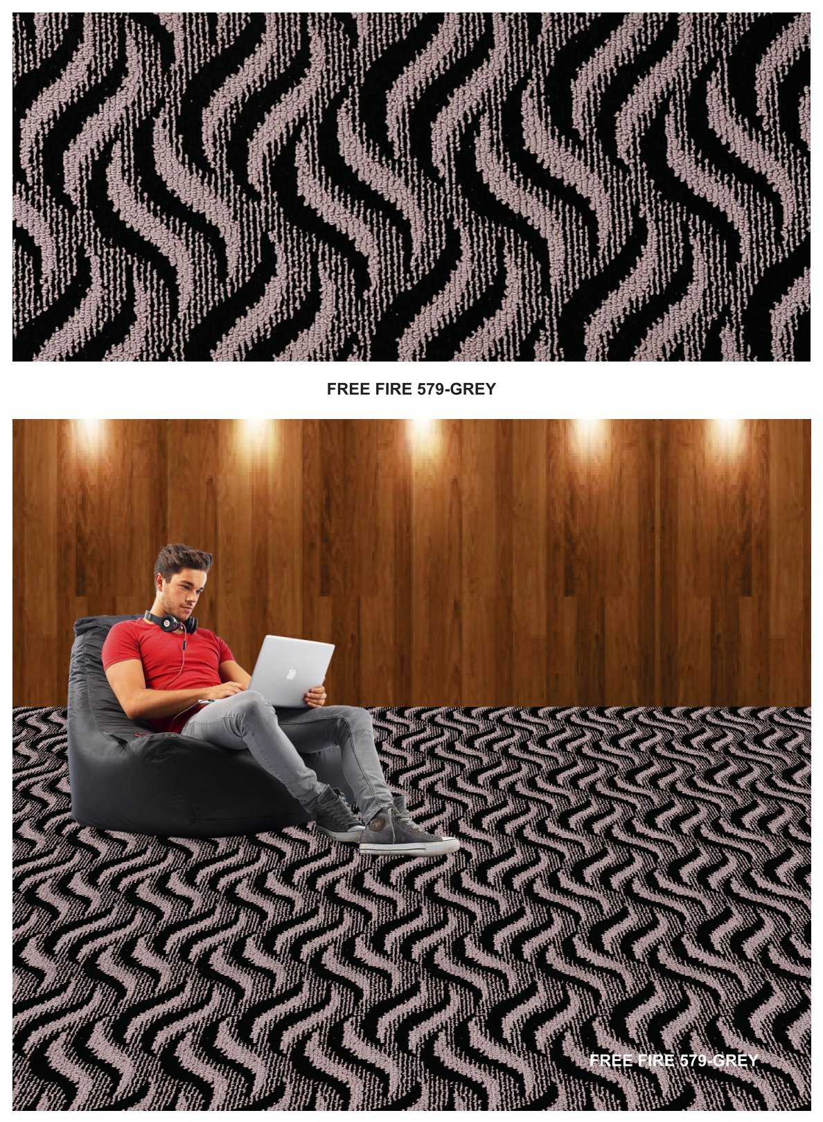 Free Fire Carpet Tile 579-Grey - Durable & Stylish