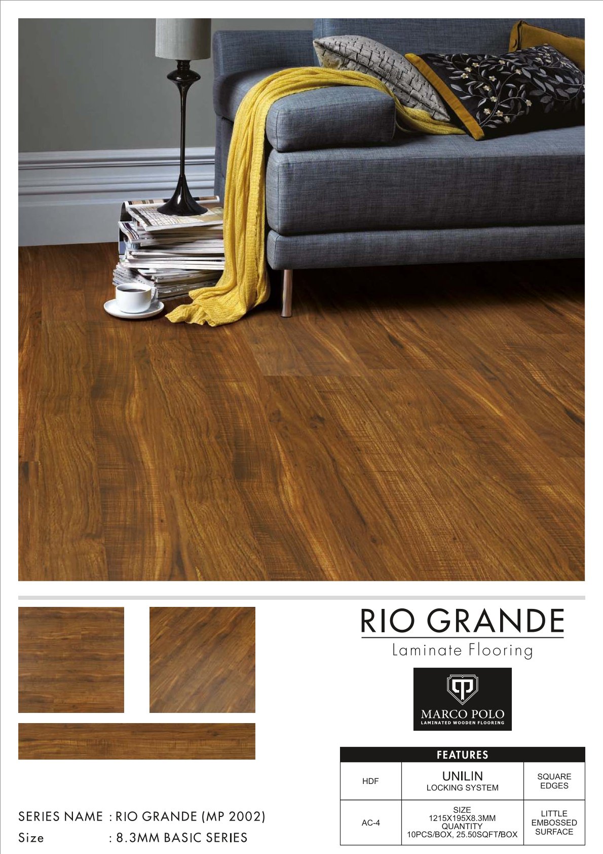 MP-2002 Rio Grande Marcopolo Laminate Flooring 8.3mm