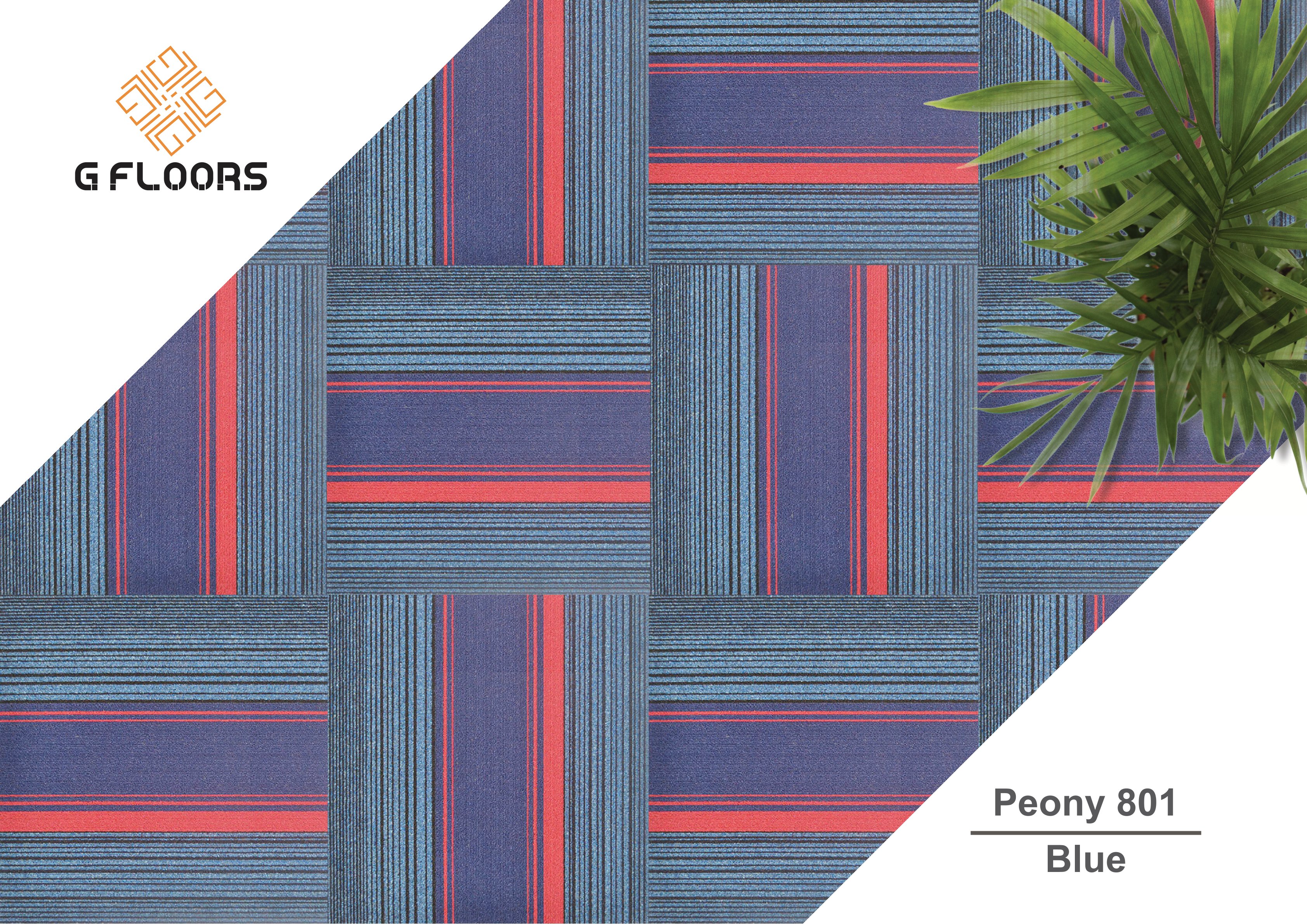 Peony Carpet Tile 801-Blue - Durable & Stylish Flooring