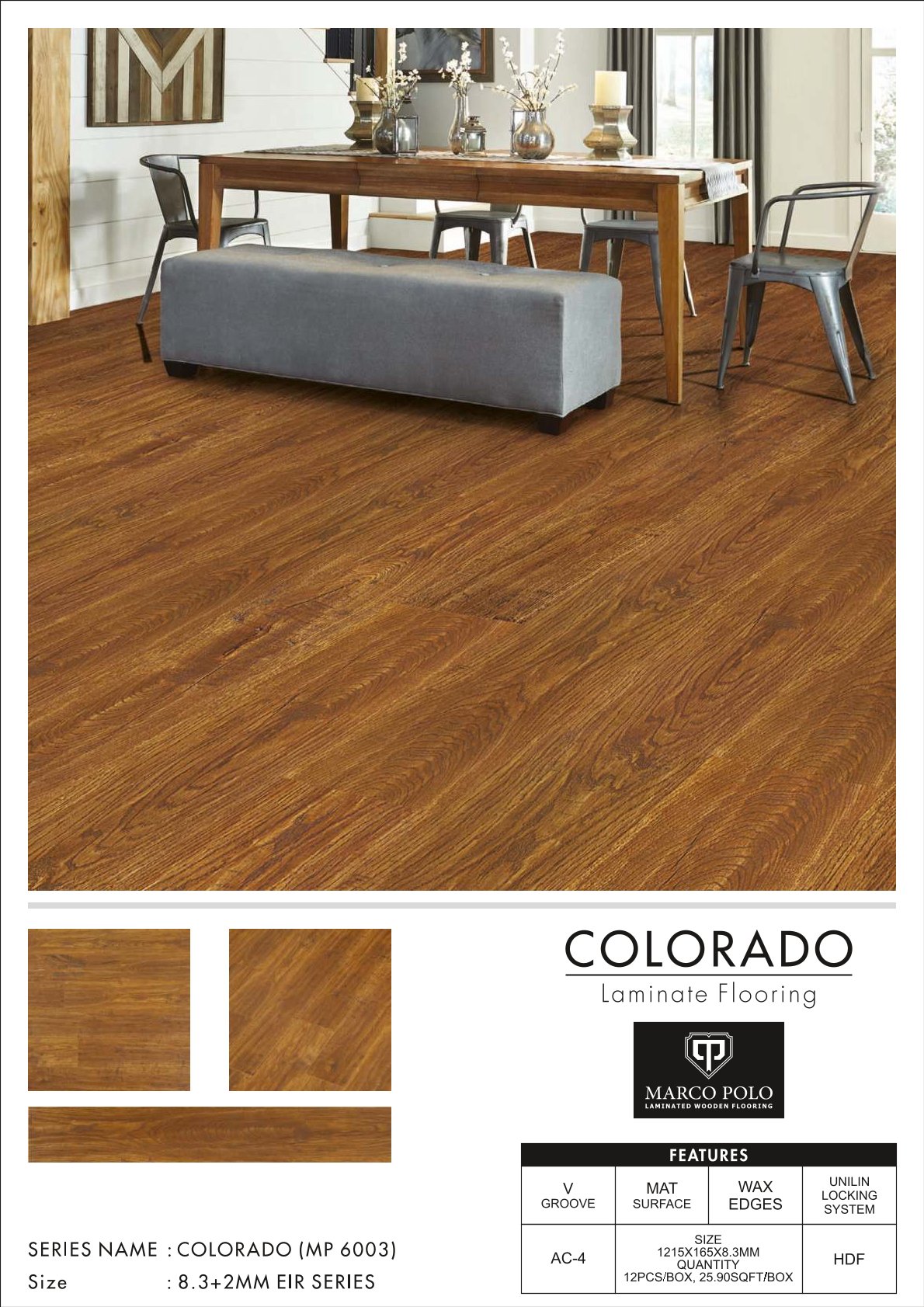 MP-6003 Colorado Marcopolo Laminate Flooring 8.3mm