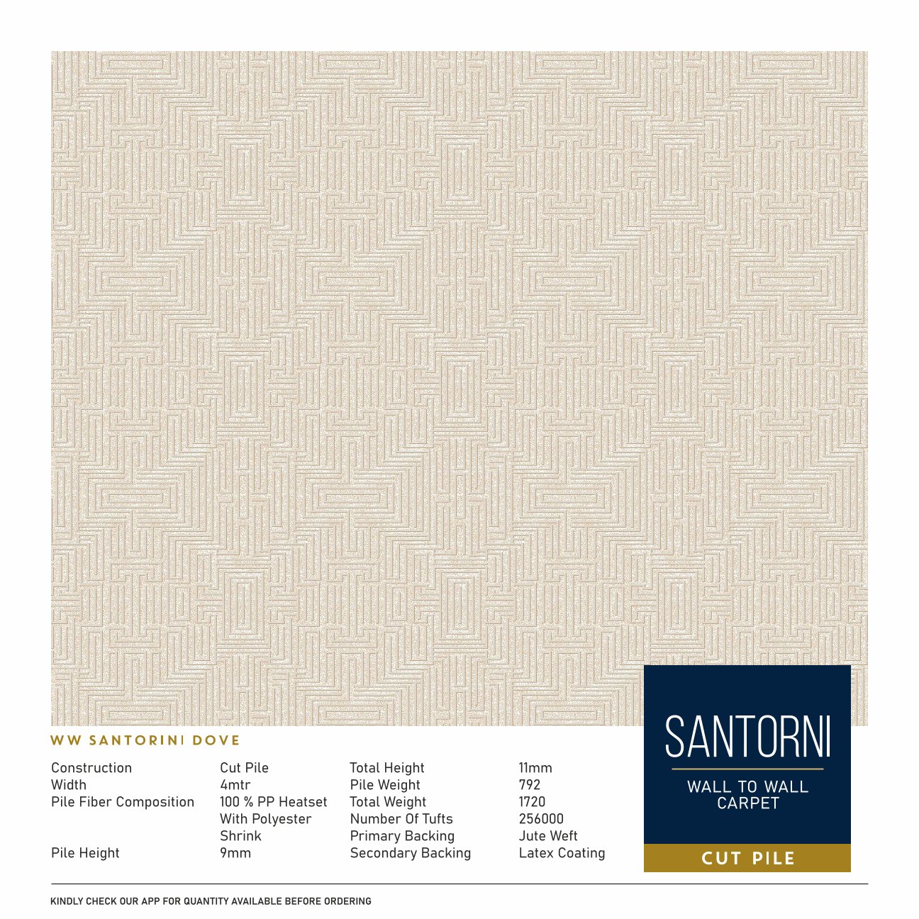 Divine Santorini Broc Carpet Roll - Dove