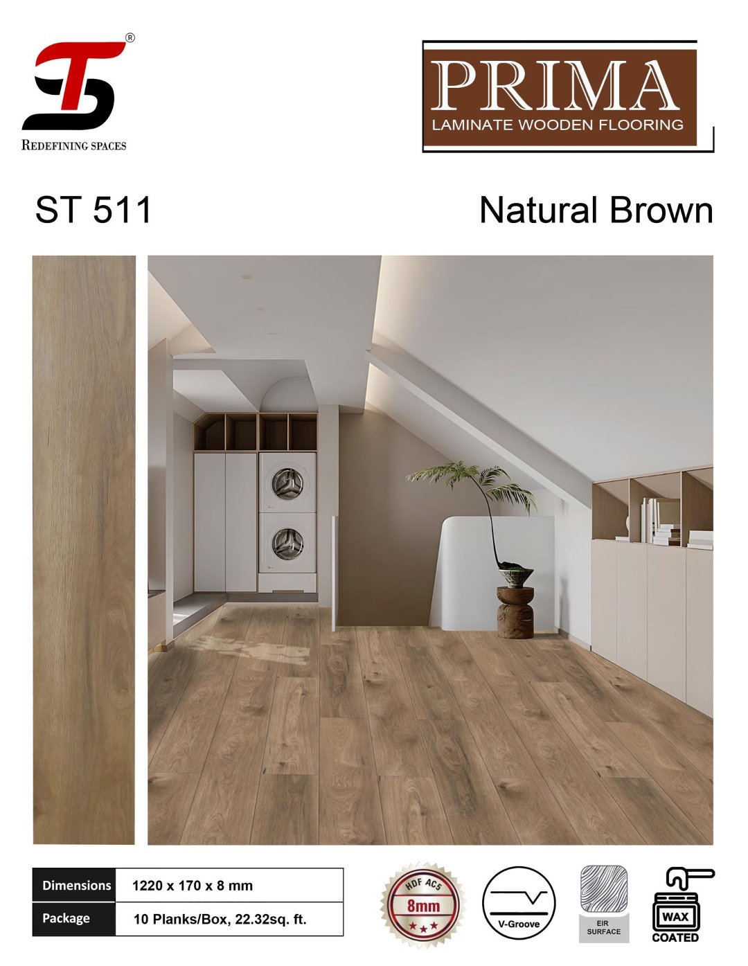 ST 511 natural brown  oak ST Prima Laminate Floring