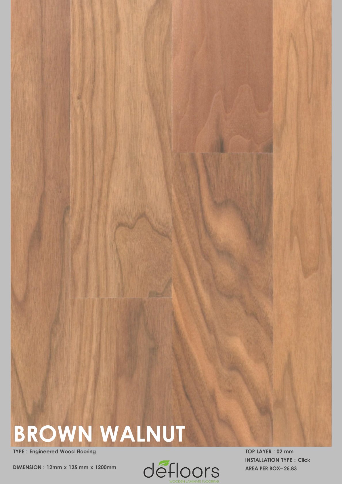 Brown walnut -14mm Engineered Defloor Laminate Flooring