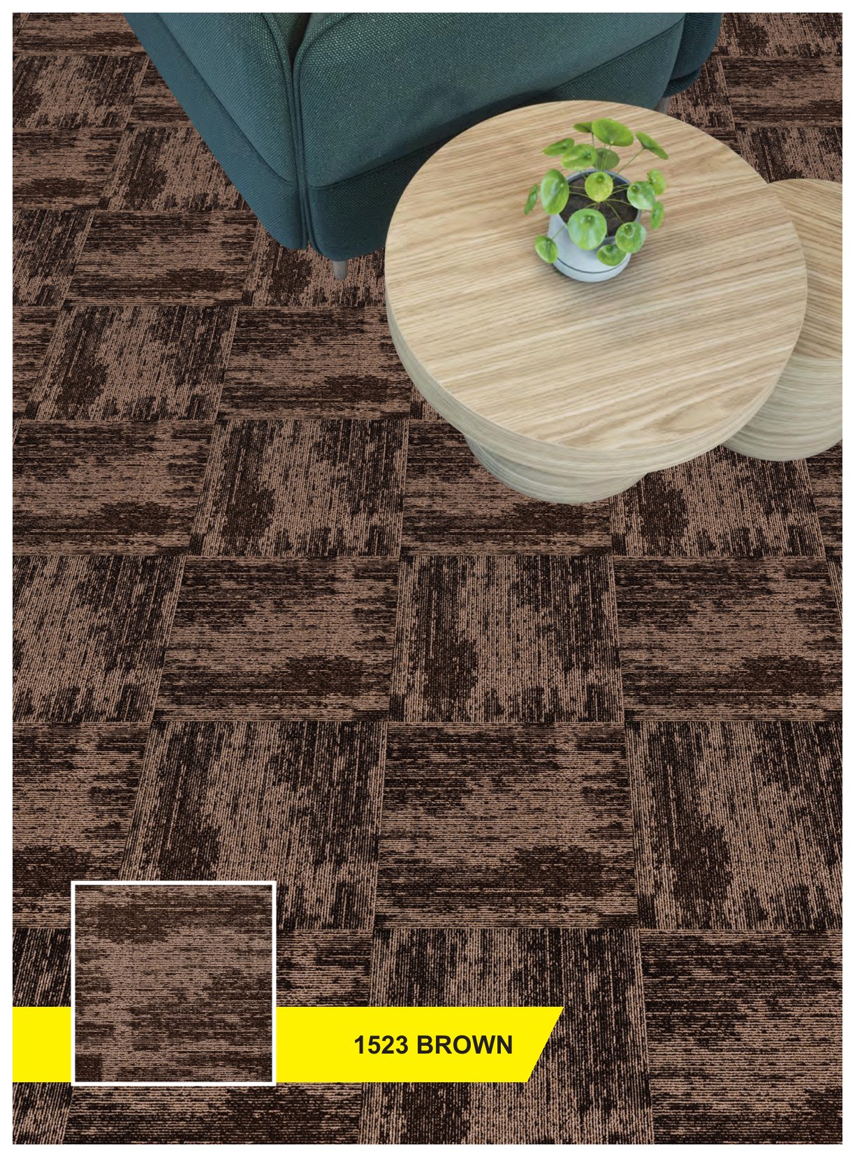 Rock Carpet Tile 1523-Brown – Durable & Stylish Flooring