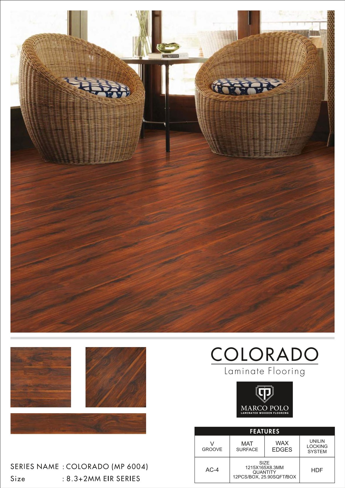 MP-6004 Colorado Marcopolo Laminate Flooring 8.3mm