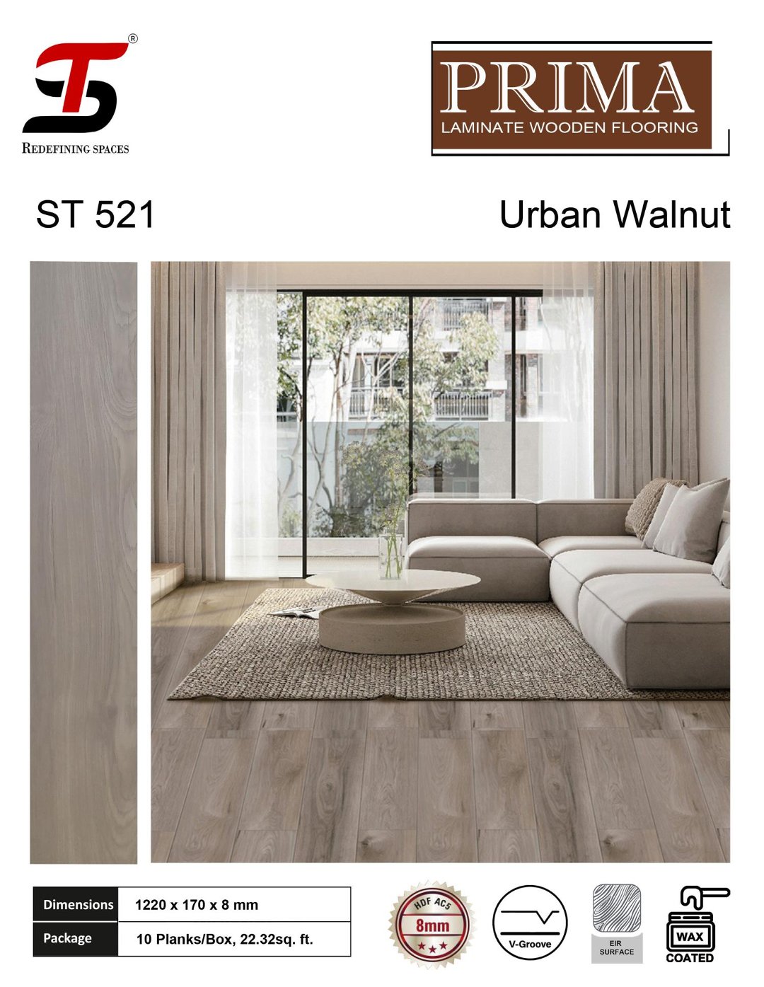 ST 521 urban walnut ST Prima Laminate Floring