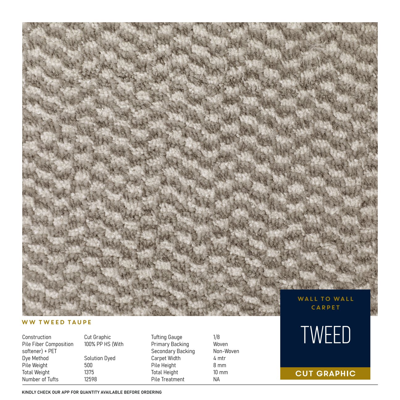 Divine Tweed Digital Carpet Roll - Taupe