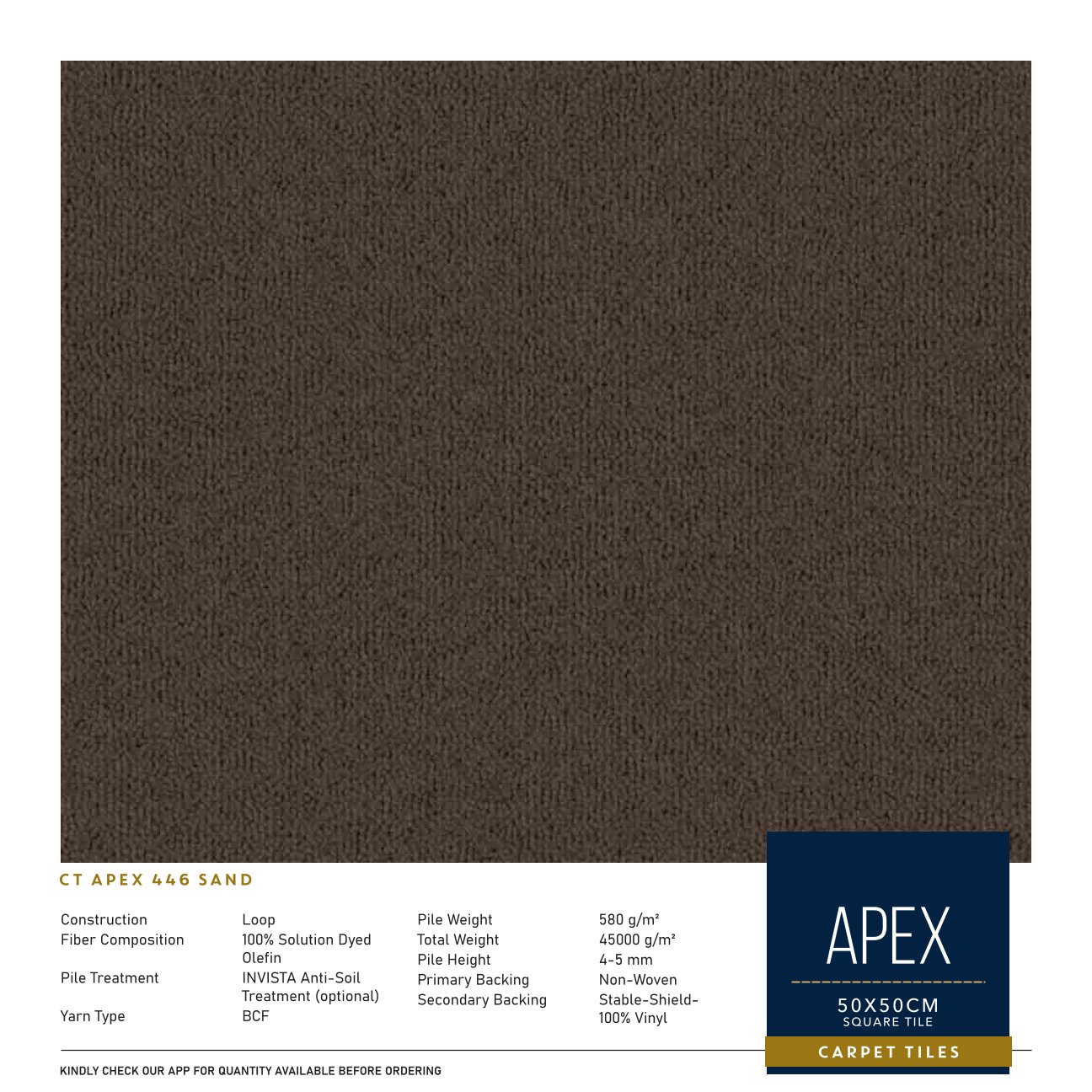 446 Sand Apex Carpet Tile 50x50 cm