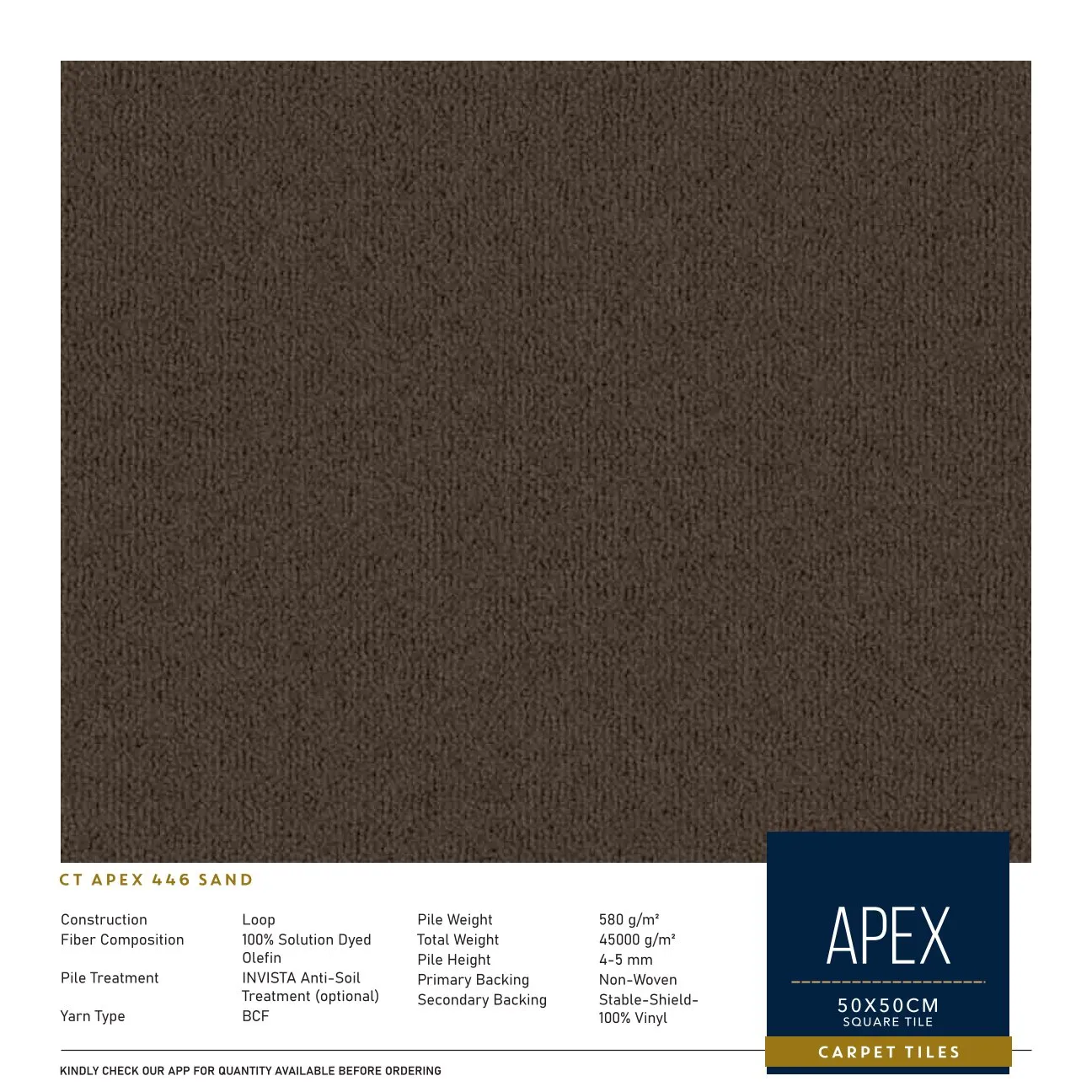 446 Sand Apex Carpet Tile 50x50 cm