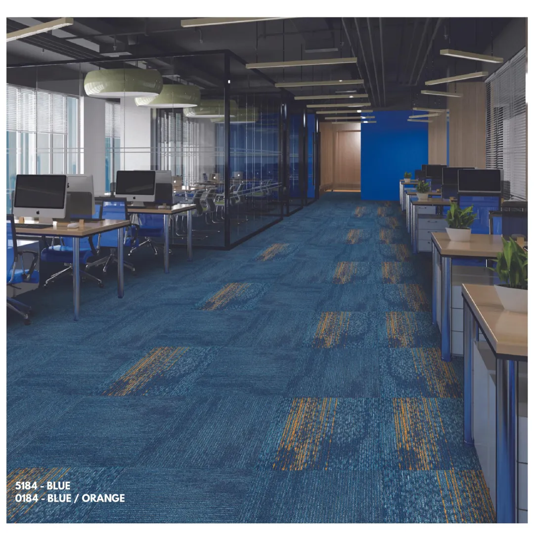 Blue/Orange Floor Carpet Tile - Stylish and Durable Design