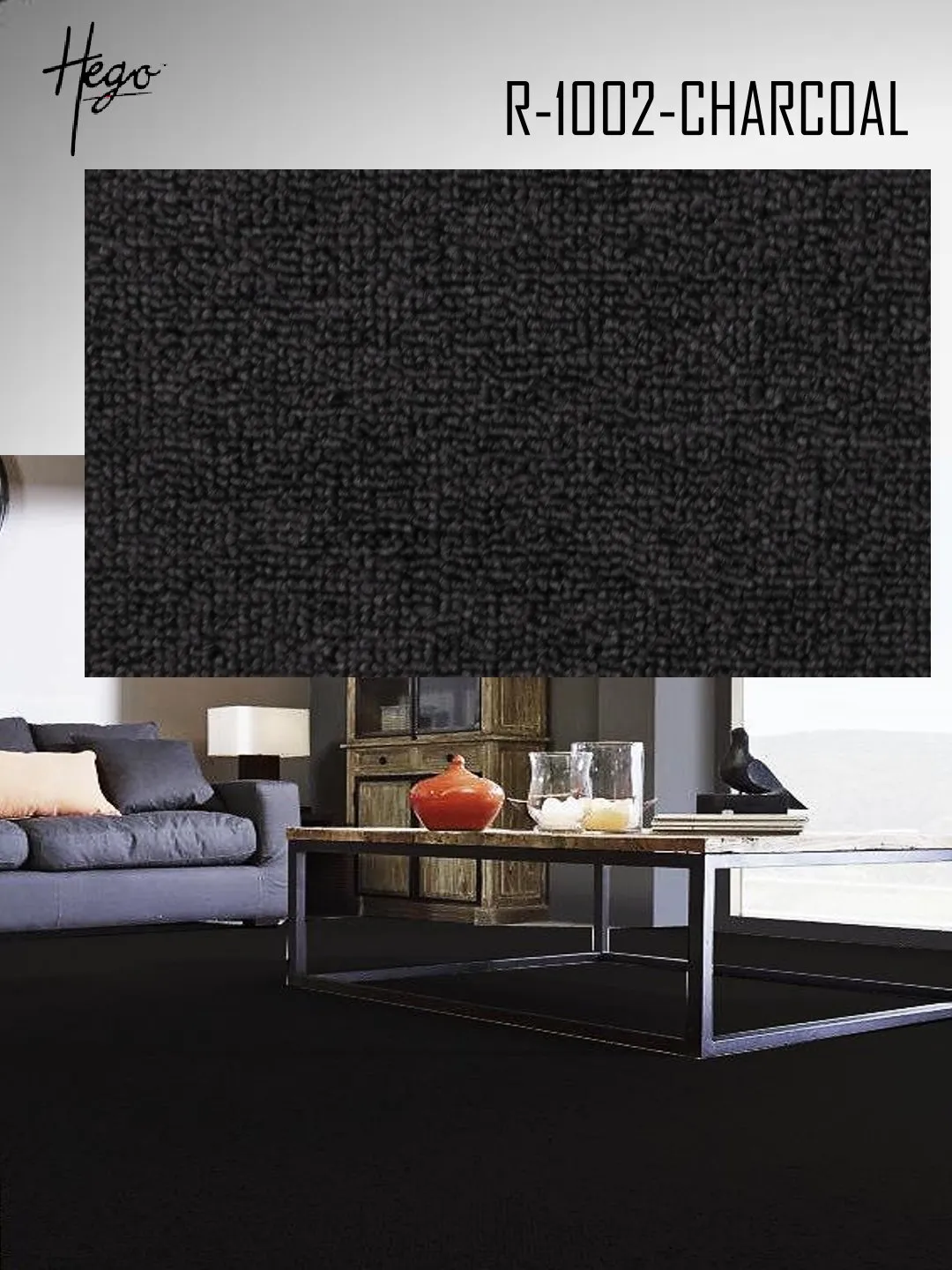 HEGO RUSH Carpet Roll - Charcoal - R-1002